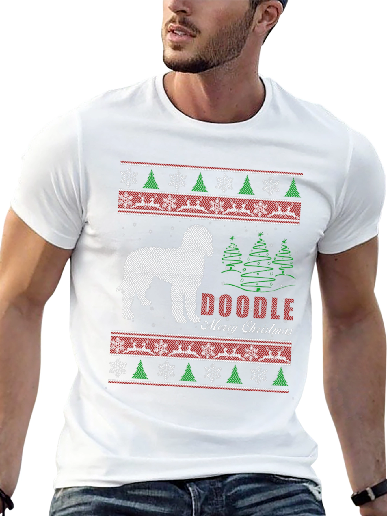 Doodle Merry Christmas Holiday Graphic Tee