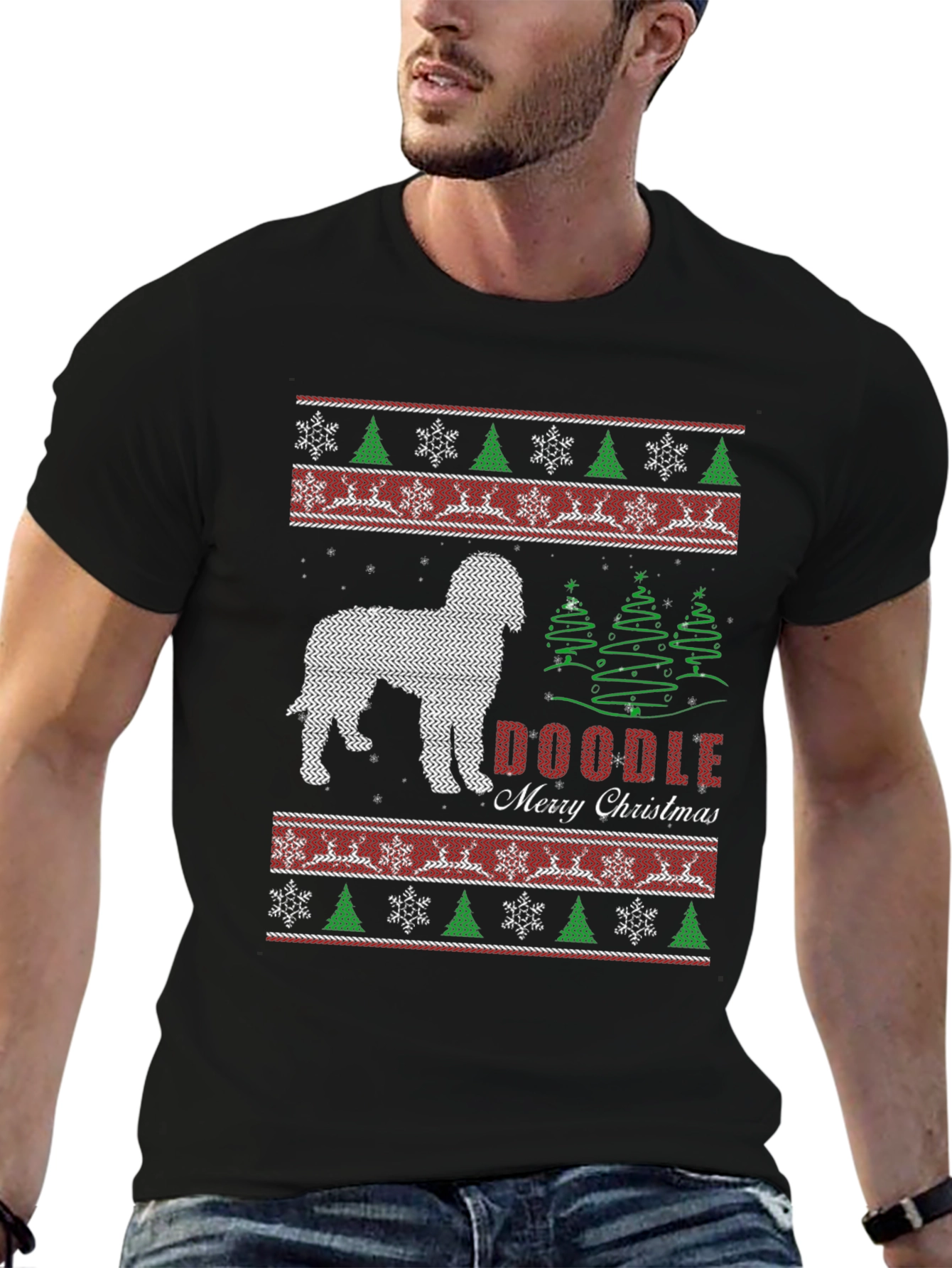 Doodle Merry Christmas Holiday Graphic Tee