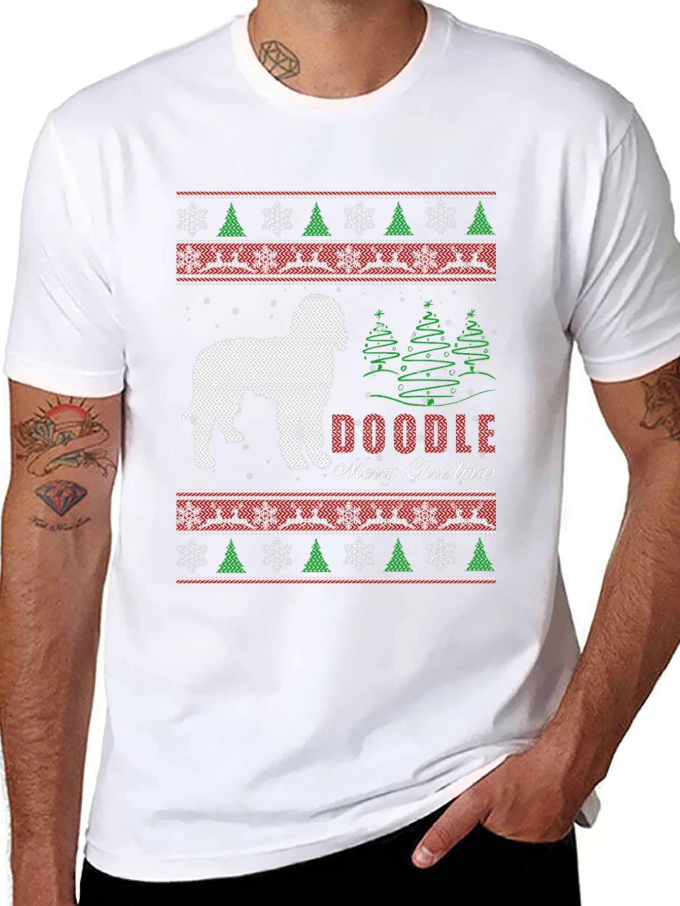 Doodle Merry Christmas Holiday Graphic Tee