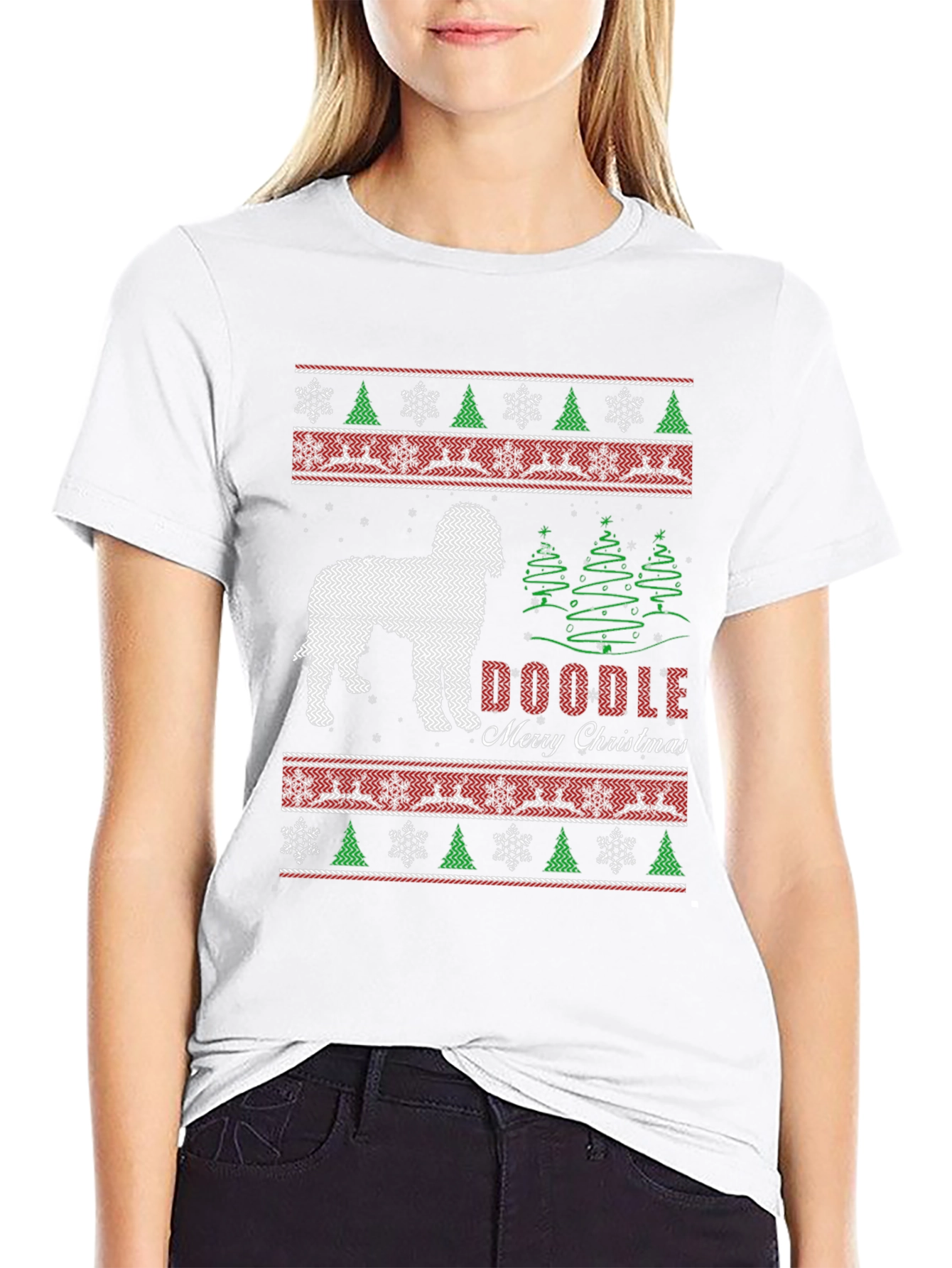 Doodle Merry Christmas Holiday Graphic Tee