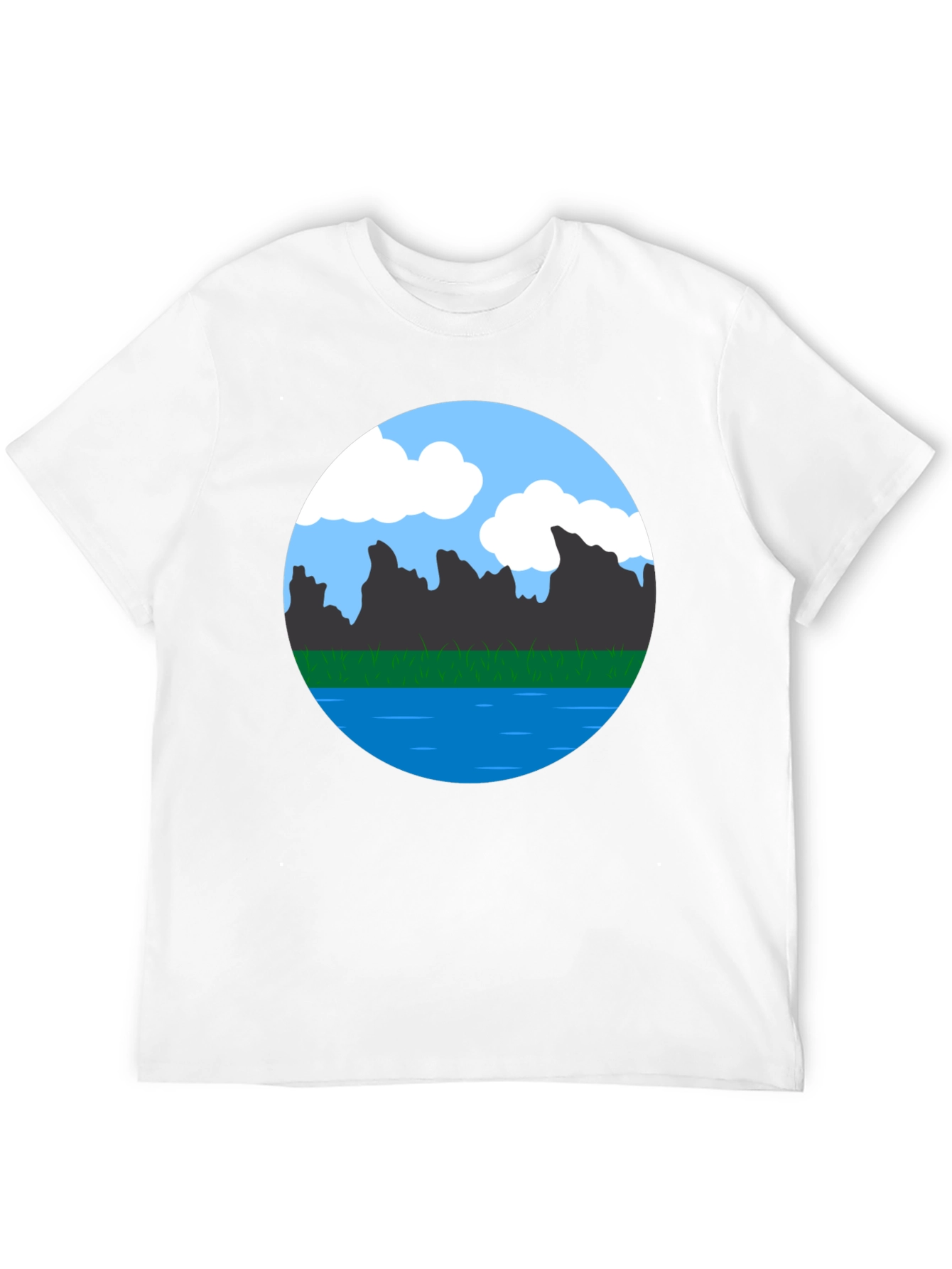 Scenic Landscape Graphic Tee - Black Cotton Blend