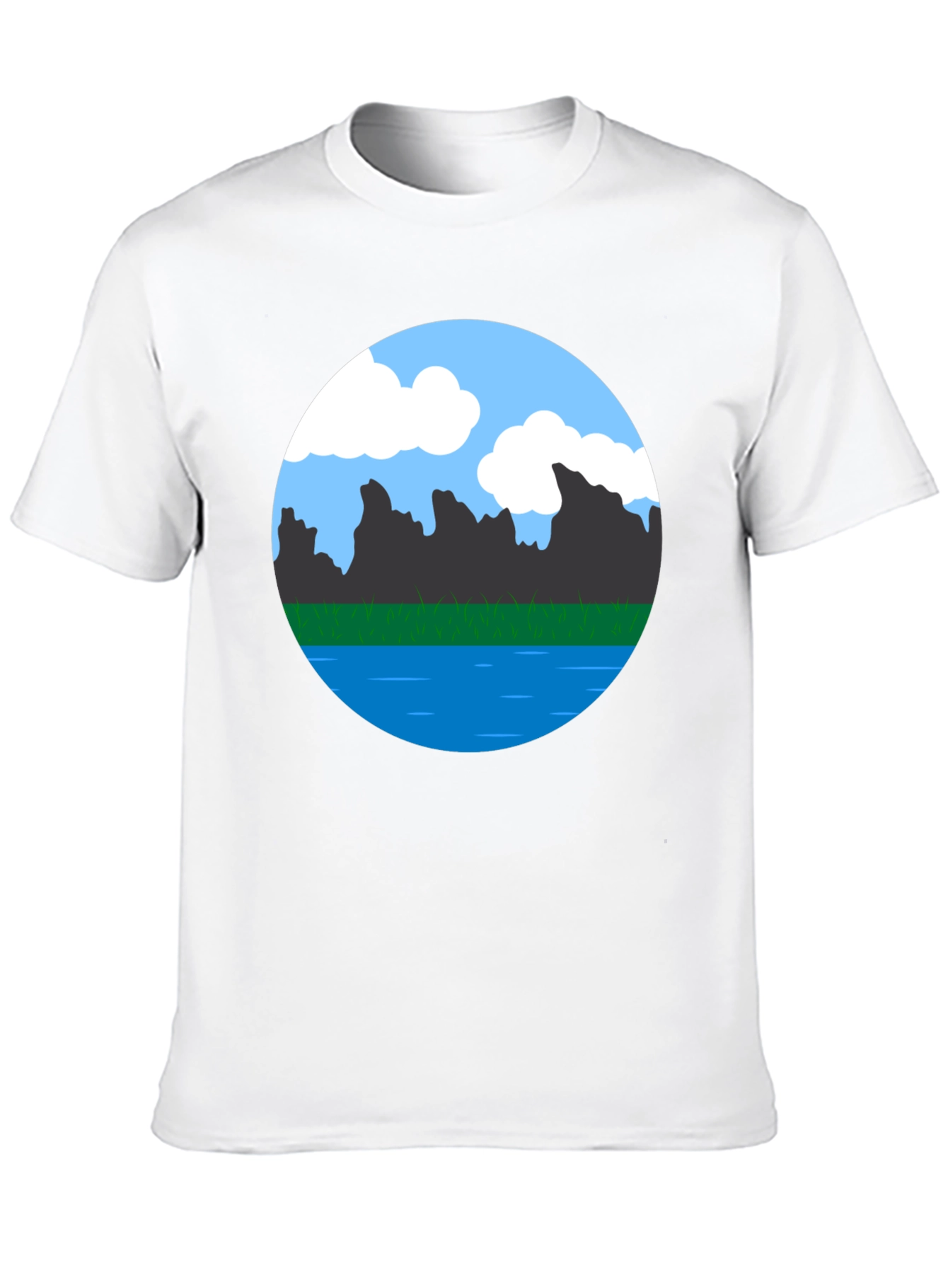 Scenic Landscape Graphic Tee - Black Cotton Blend