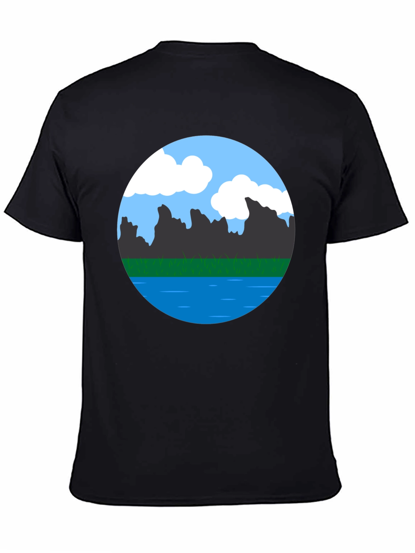 Scenic Landscape Graphic Tee - Black Cotton Blend