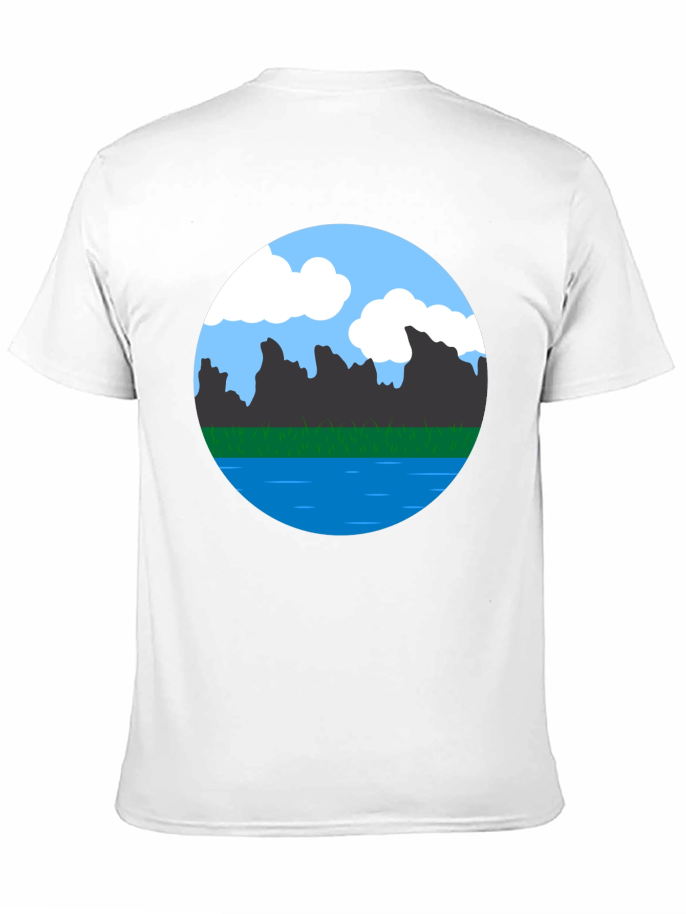 Scenic Landscape Graphic Tee - Black Cotton Blend
