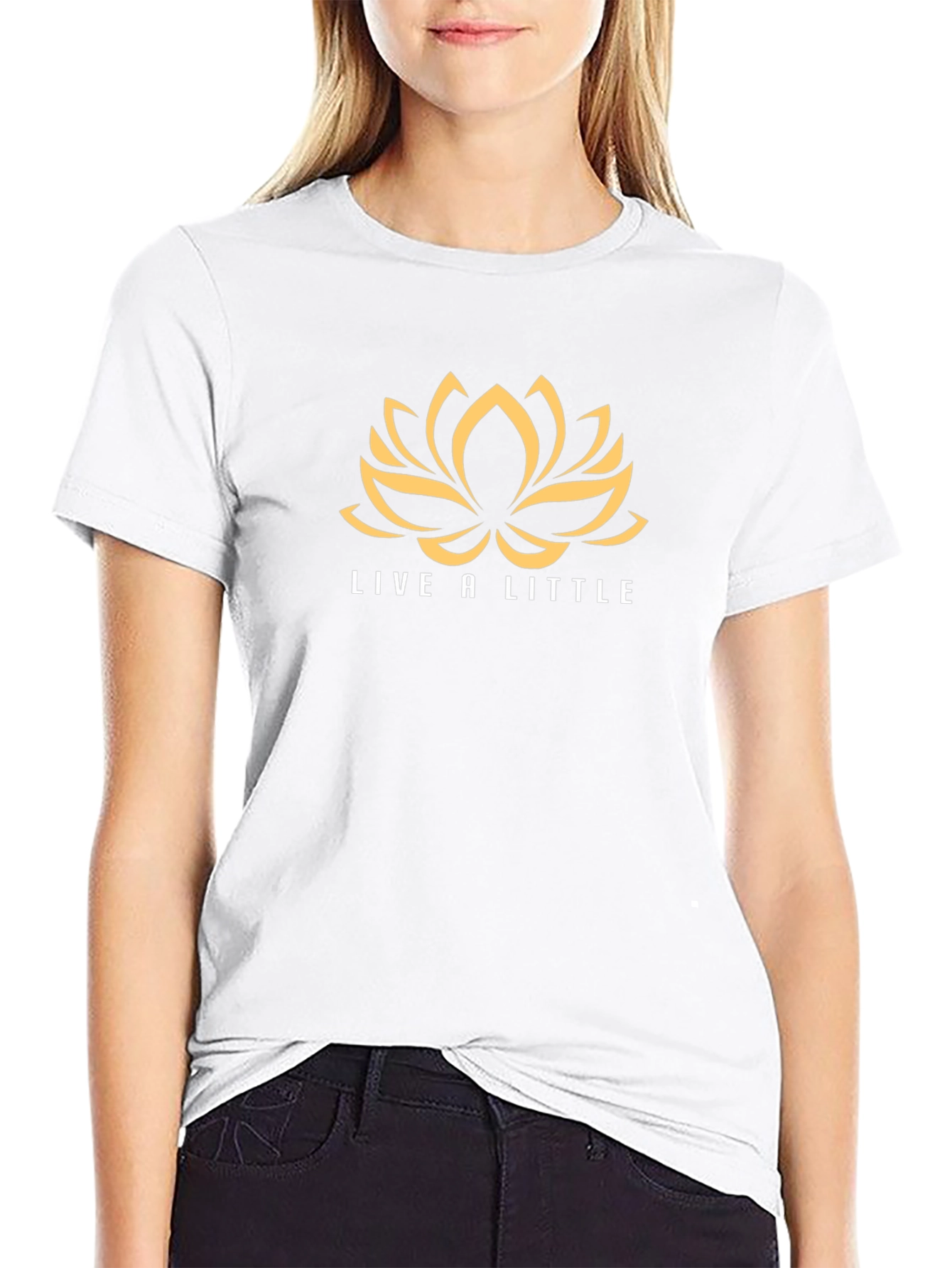 Live a Little Black Graphic Tee with Lotus
