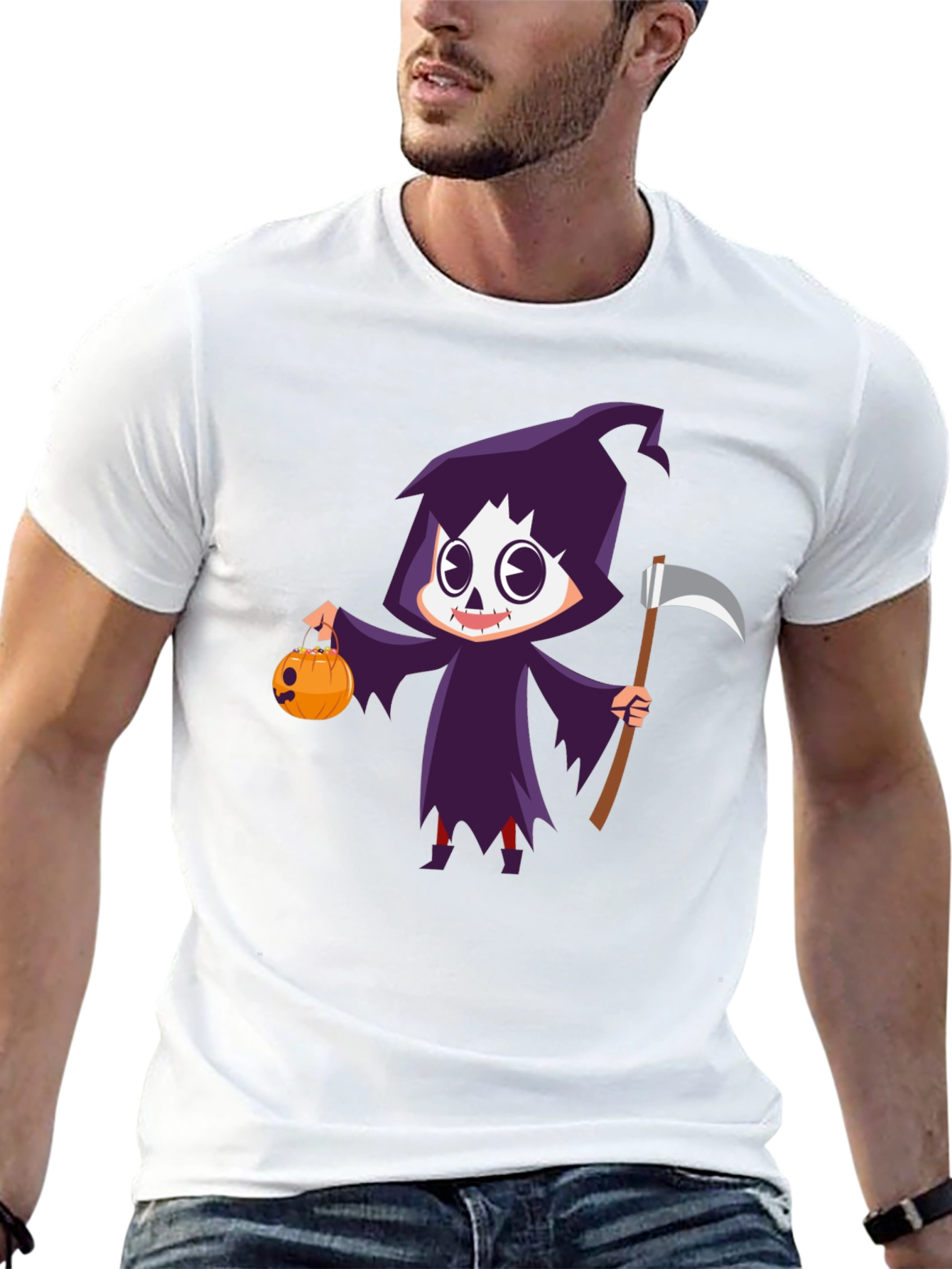 Grim Reaper Halloween Graphic T-Shirt