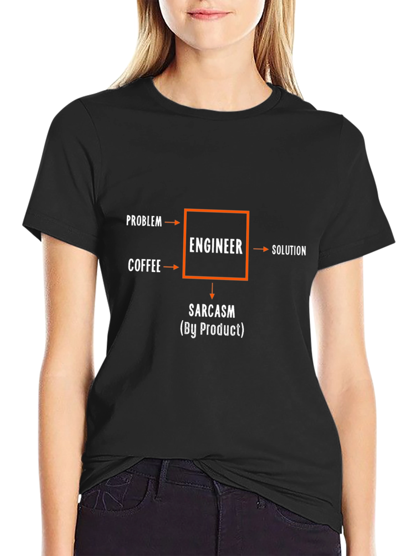 Engineer Flowchart T-Shirt - Problem Coffee Solution Sarcasm