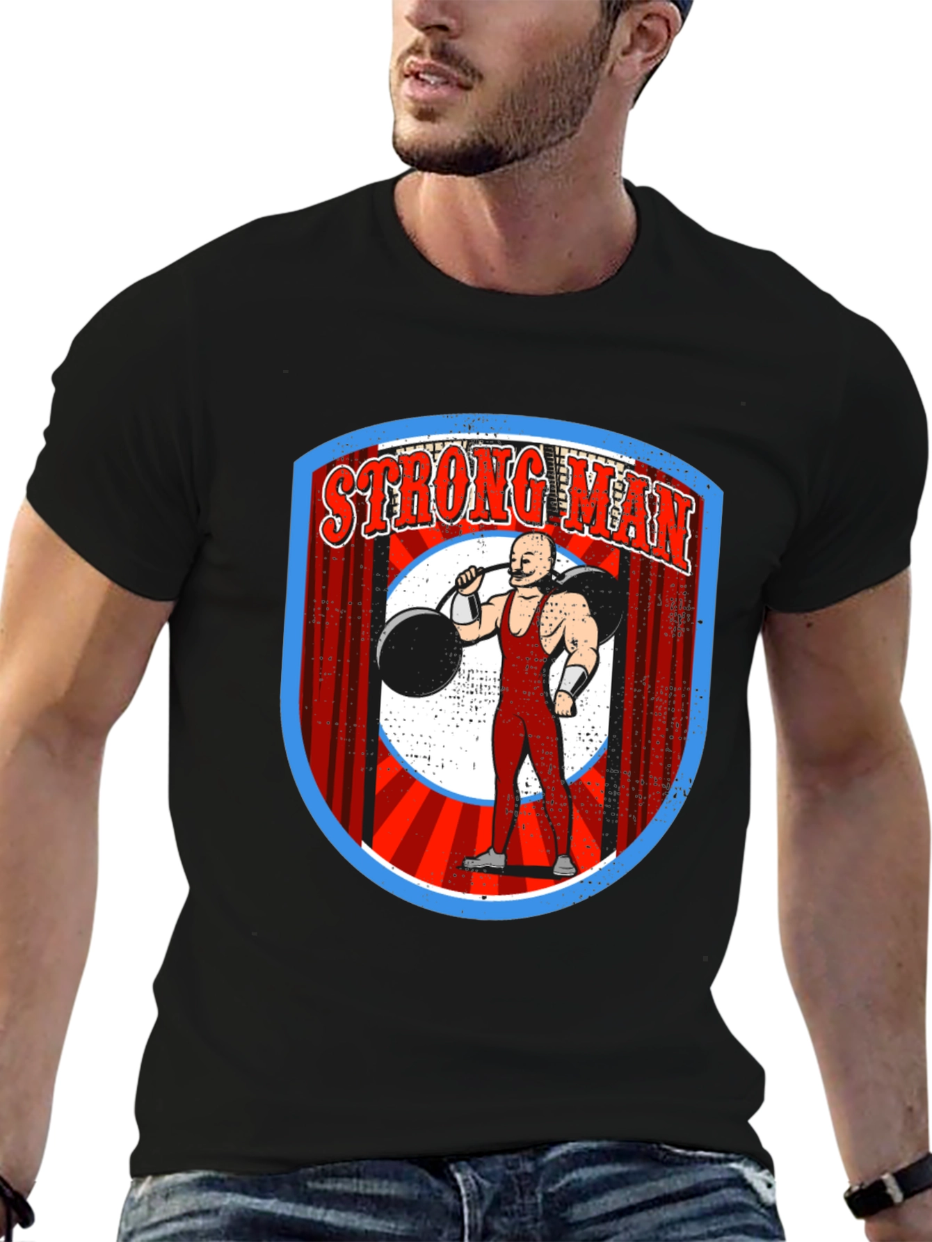 Strongman Graphic T-Shirt - Retro Weightlifting Design