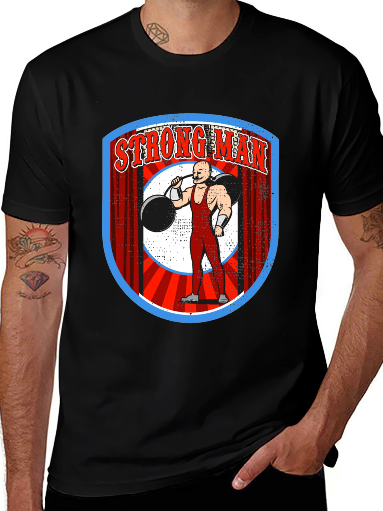 Strongman Graphic T-Shirt - Retro Weightlifting Design