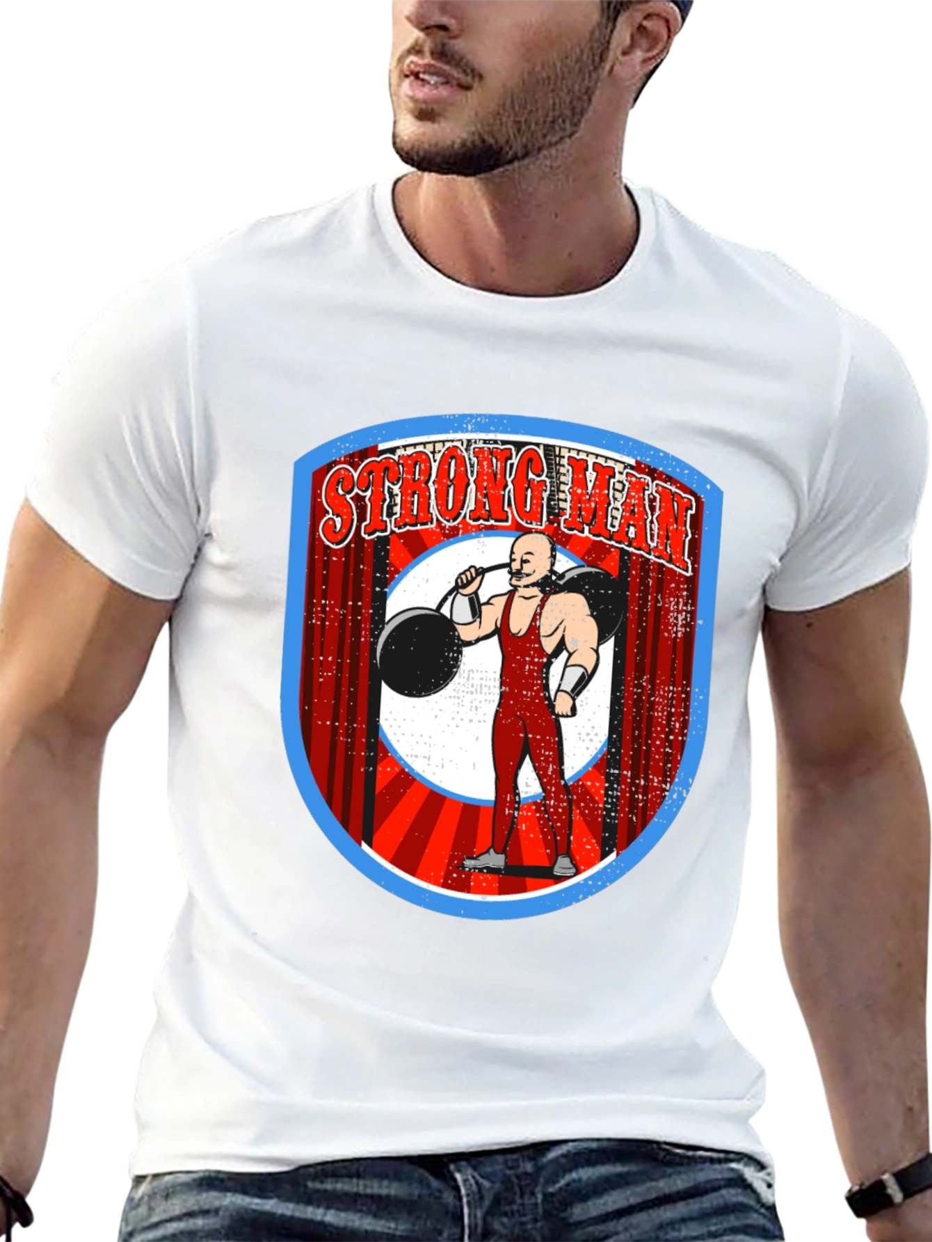 Strongman Graphic T-Shirt - Retro Weightlifting Design