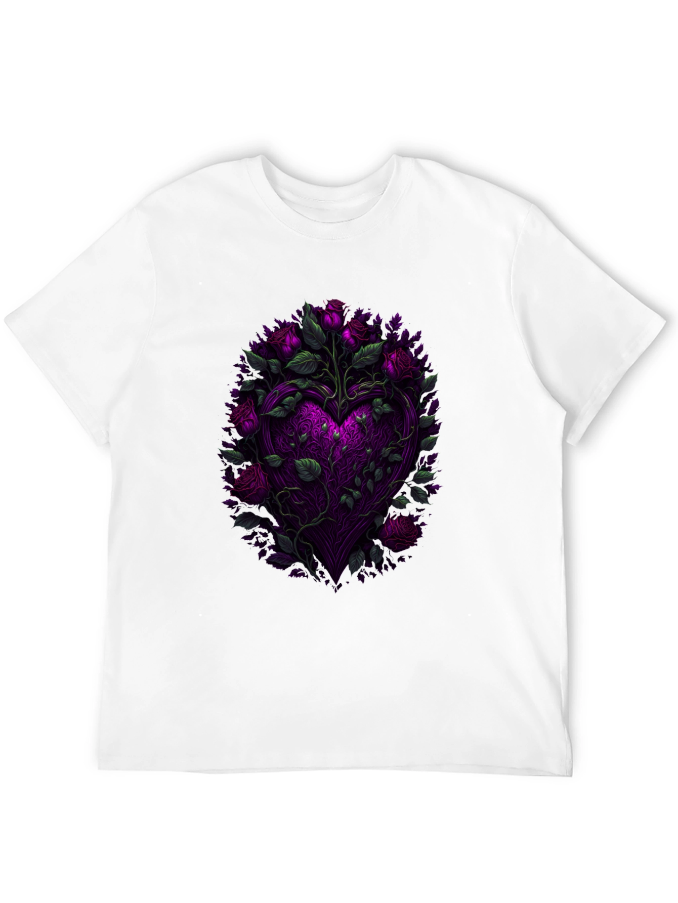 Floral Heart Graphic Black T-Shirt