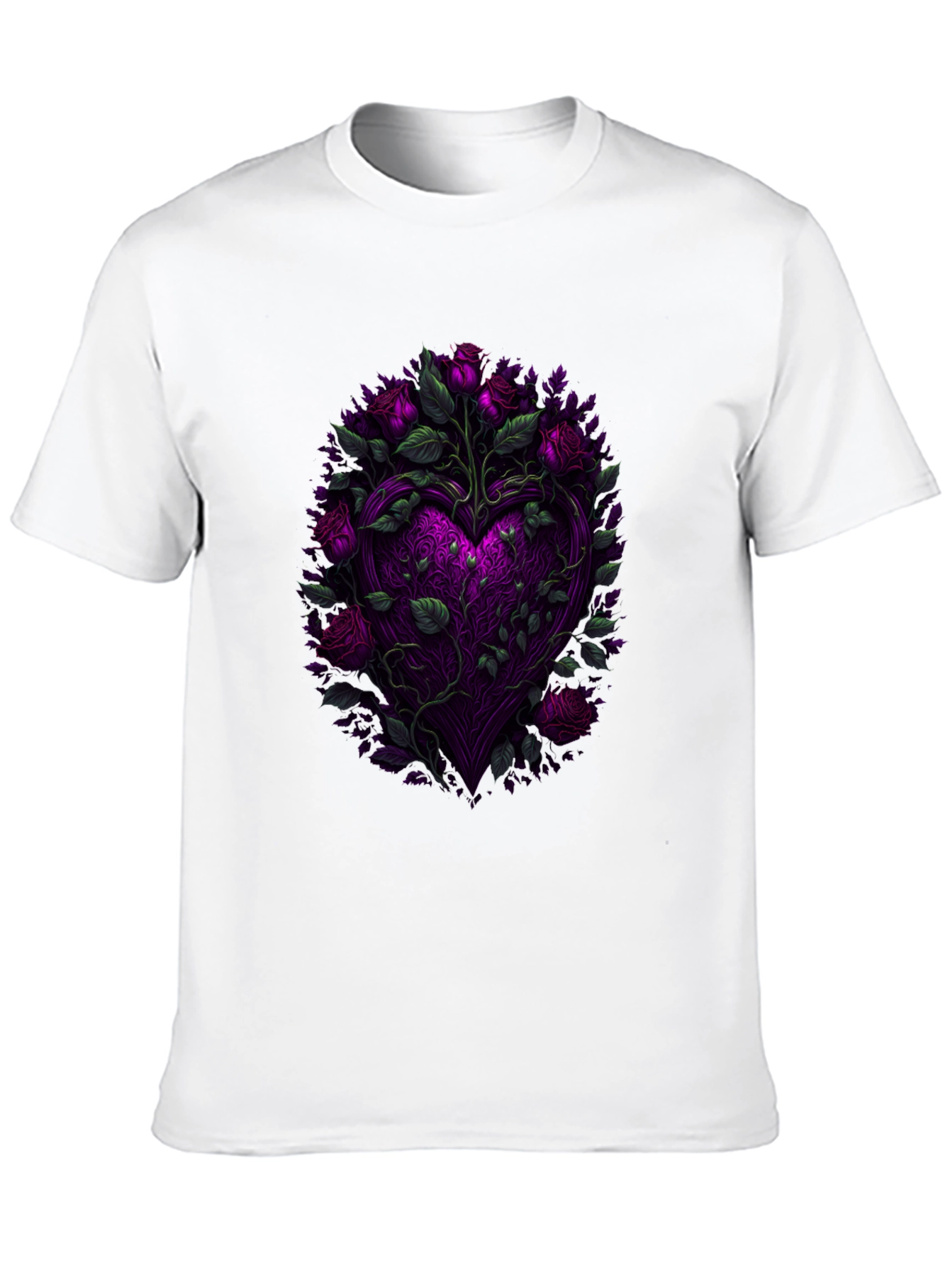 Floral Heart Graphic Black T-Shirt