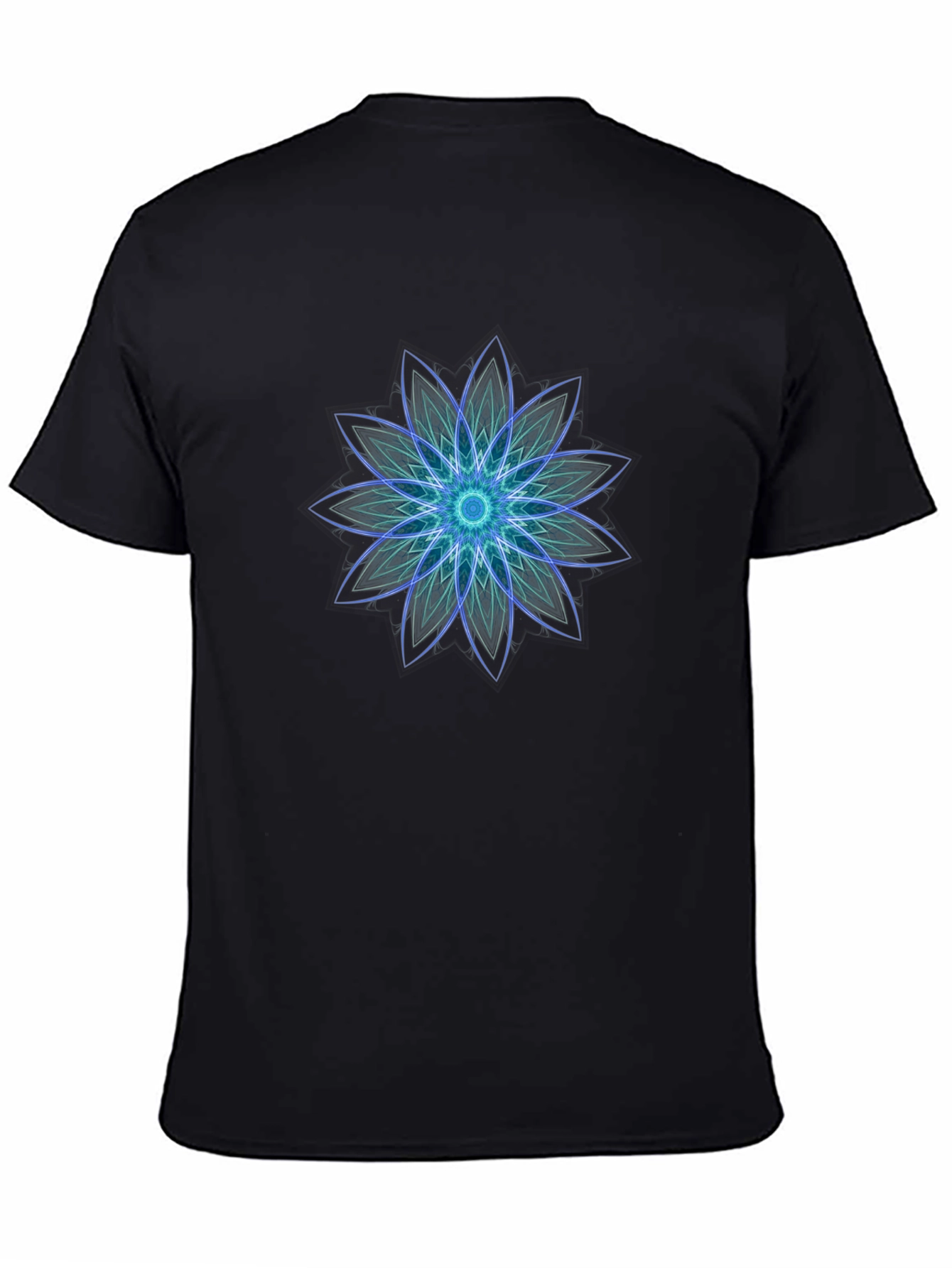 Geometric Flower Graphic Black T-Shirt