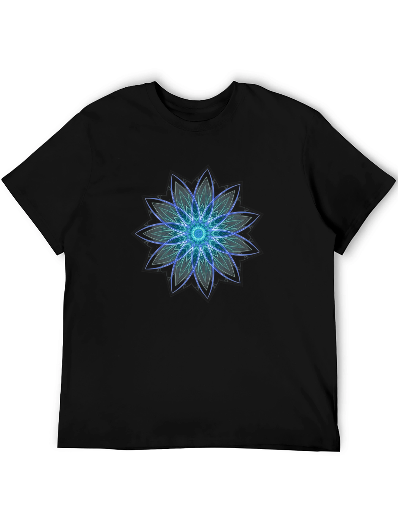 Geometric Flower Graphic Black T-Shirt