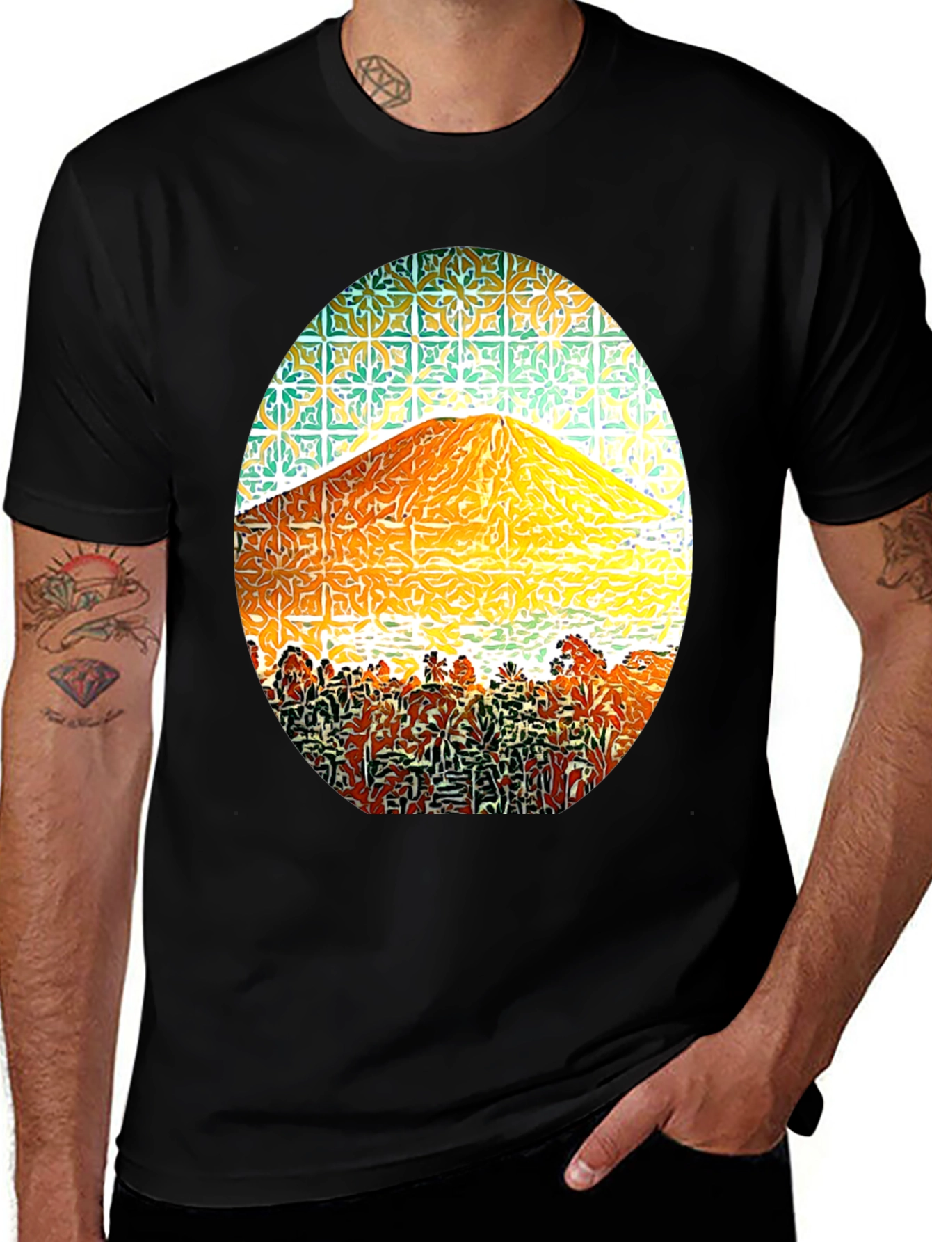 Mountain Graphic Tee - Stylish Mens Black T-Shirt