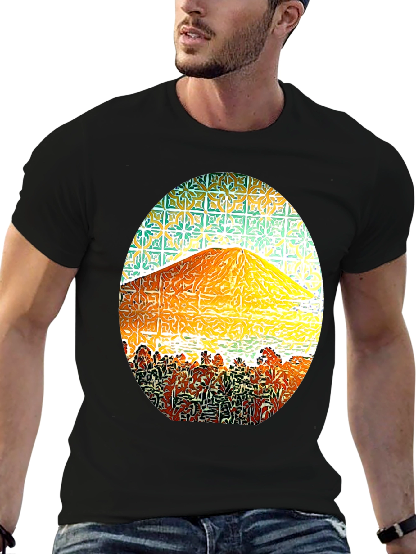 Mountain Graphic Tee - Stylish Mens Black T-Shirt
