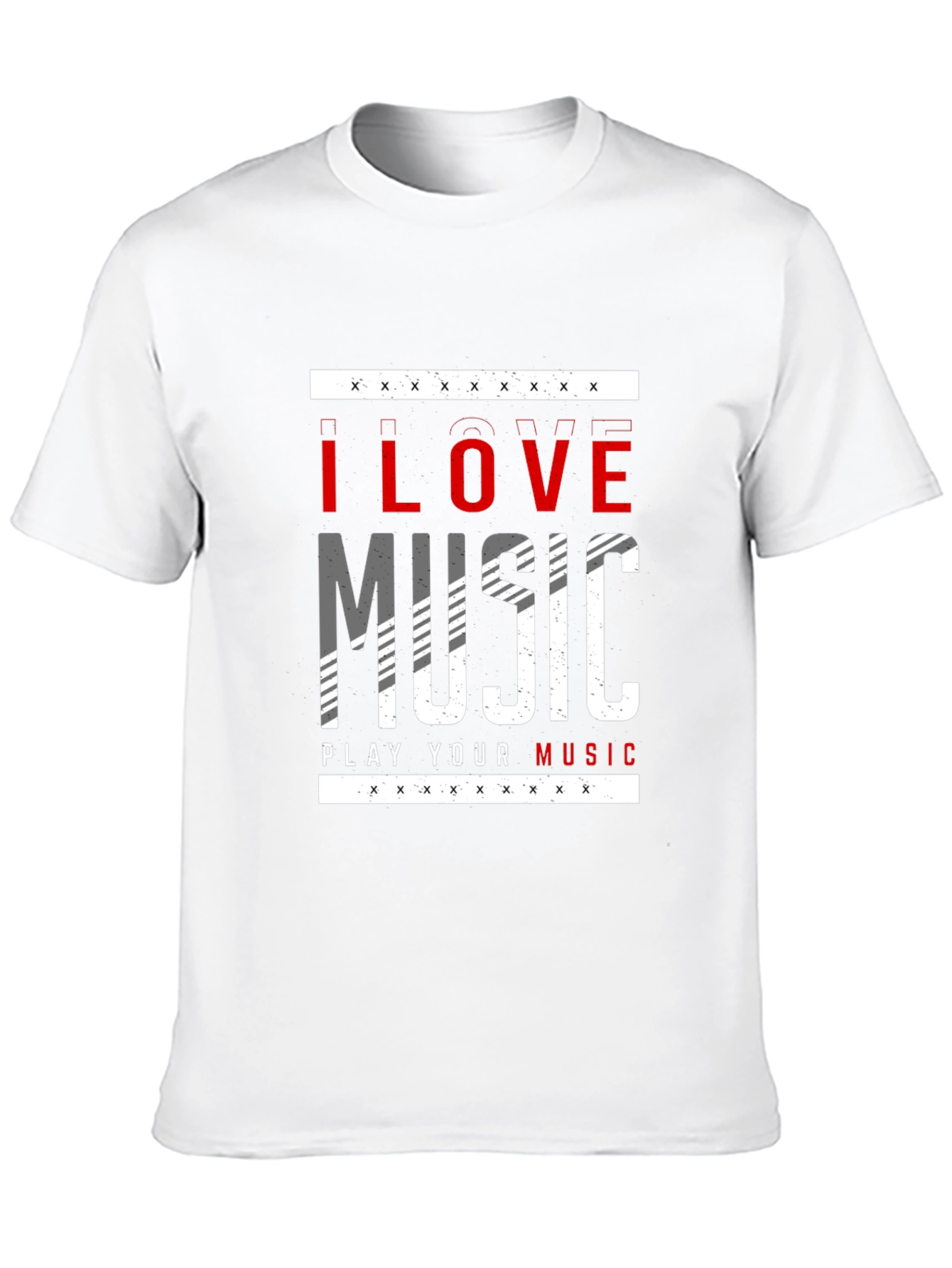 I Love Music Graphic Print Black T-Shirt