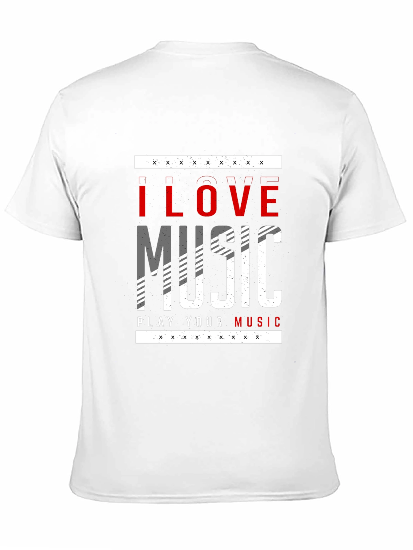 I Love Music Graphic Print Black T-Shirt