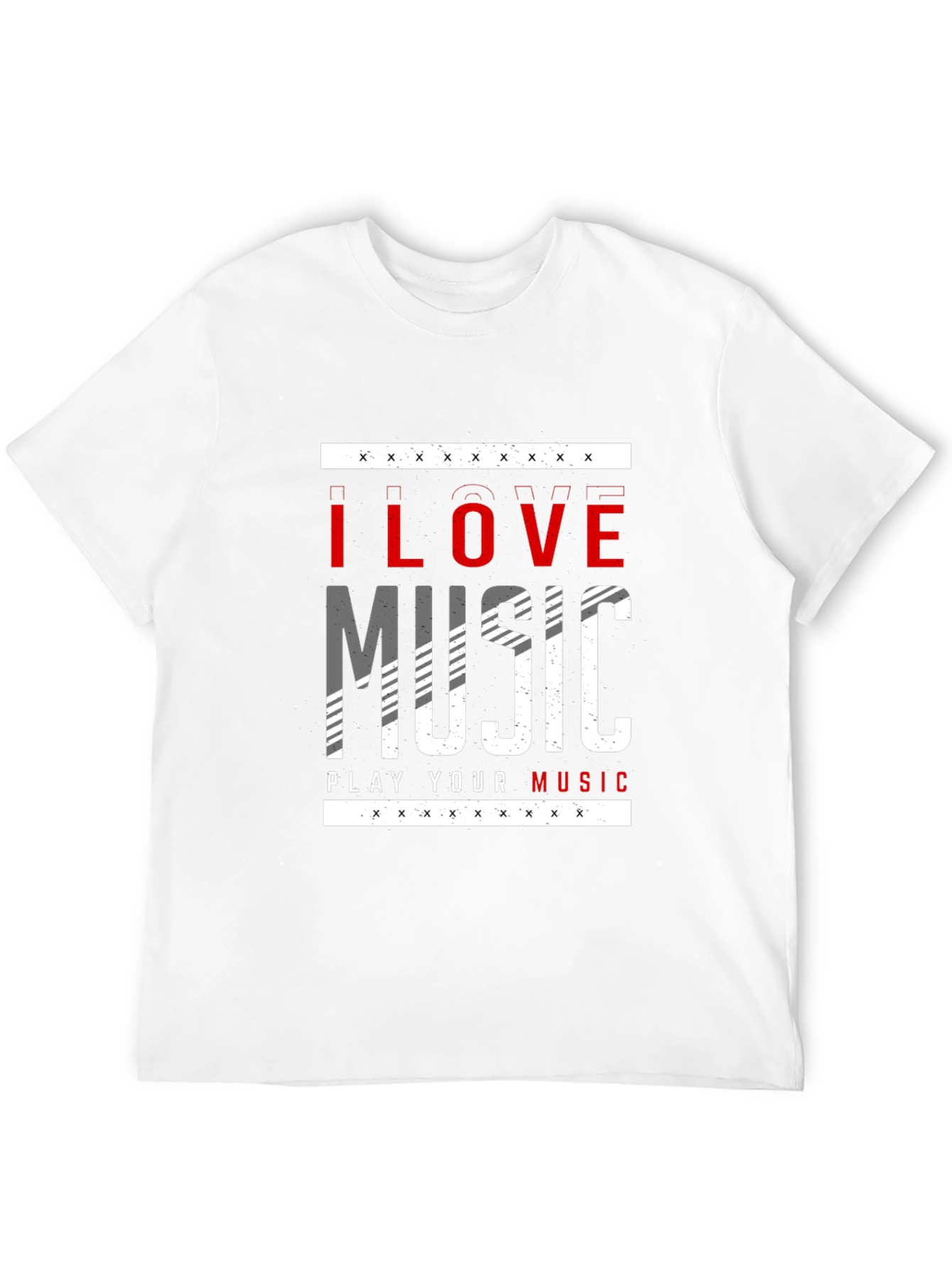 I Love Music Graphic Print Black T-Shirt