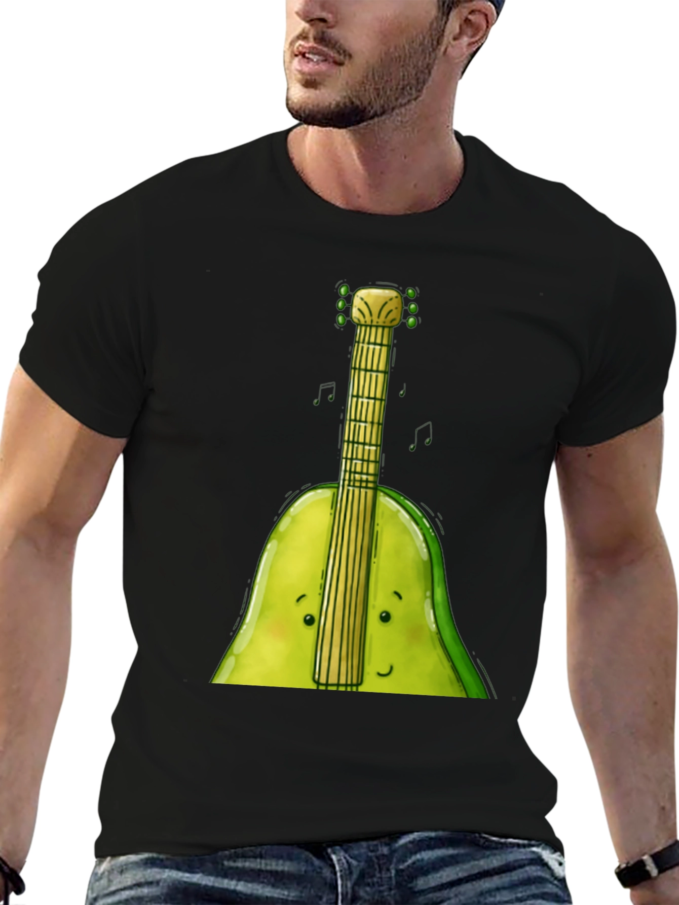 Funny Avocado Guitar T-Shirt - Music Lover Tee