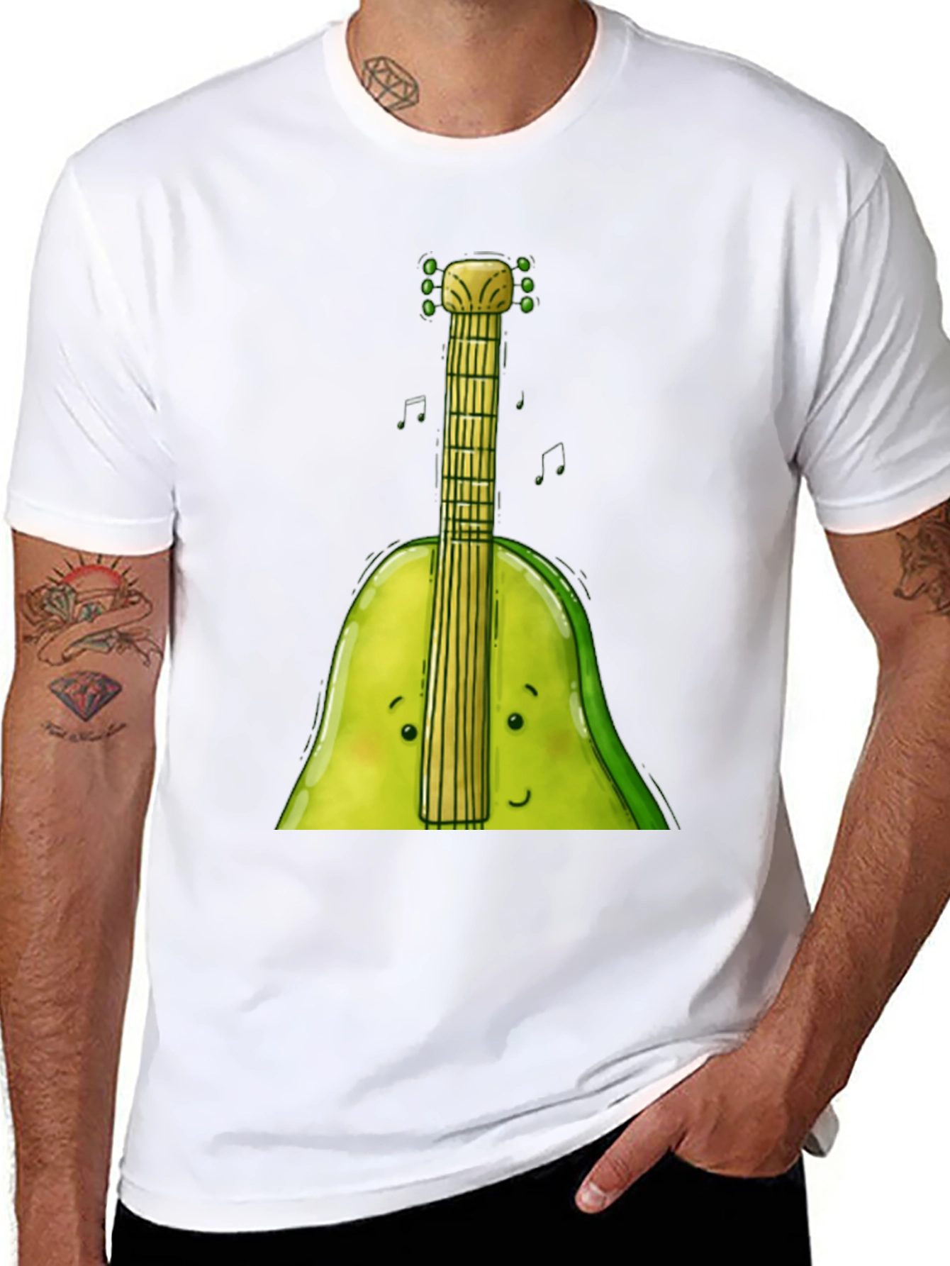 Funny Avocado Guitar T-Shirt - Music Lover Tee