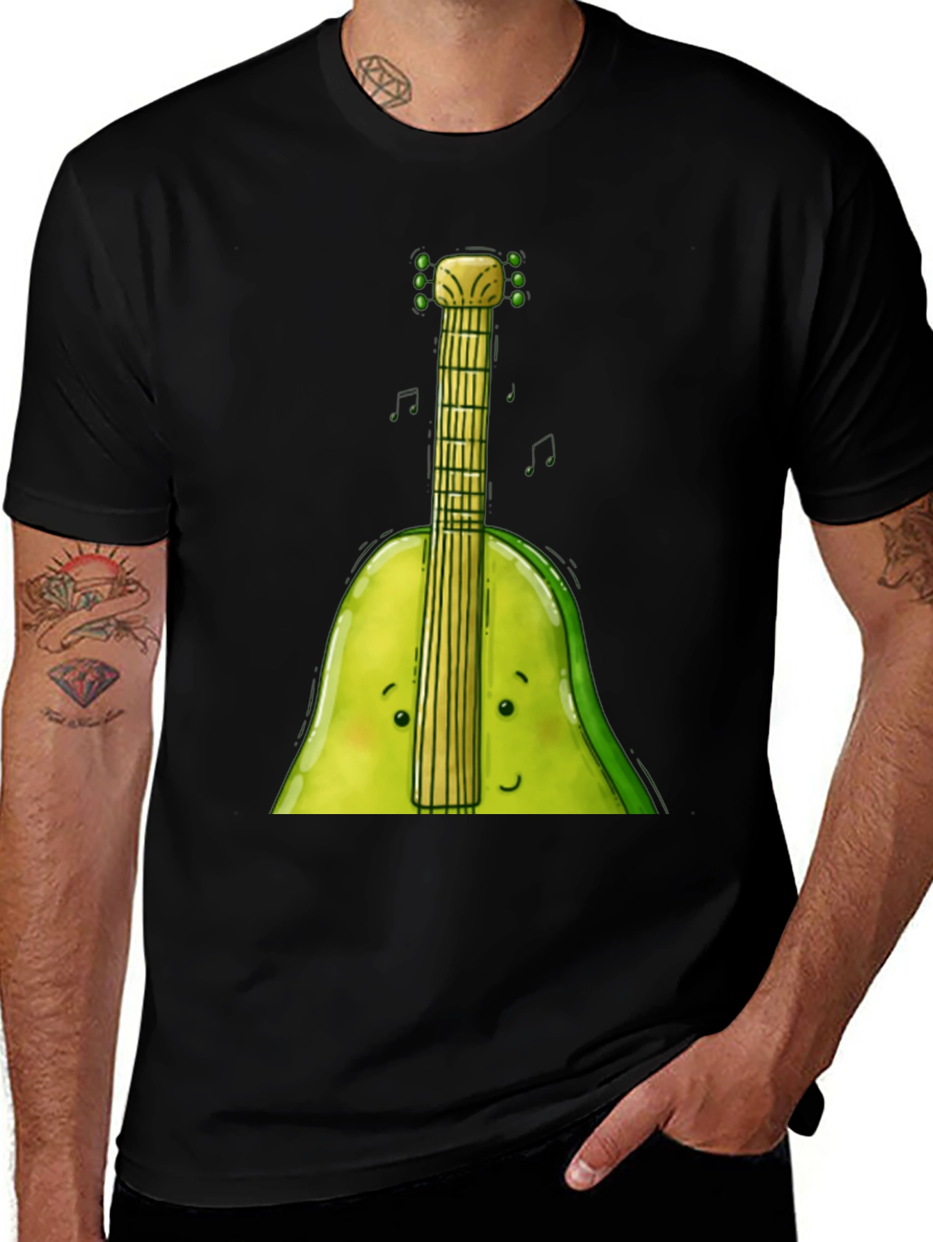 Funny Avocado Guitar T-Shirt - Music Lover Tee