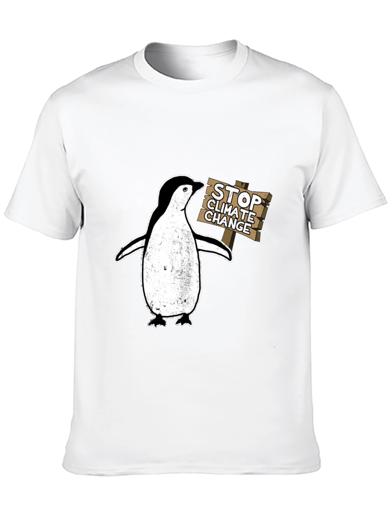 Stop Climate Change Penguin T-Shirt - Eco-Friendly Fashion