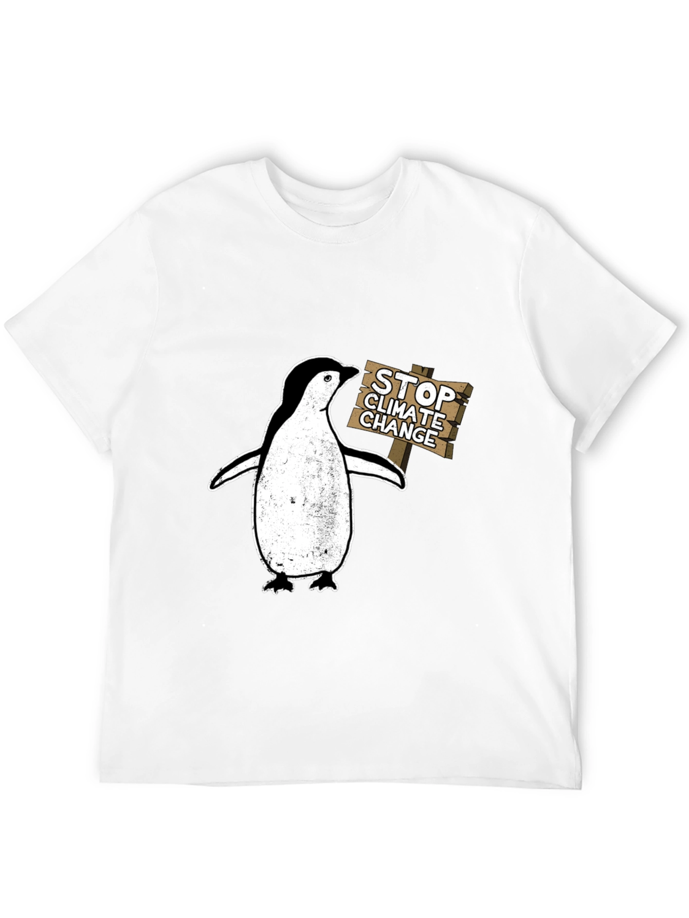 Stop Climate Change Penguin T-Shirt - Eco-Friendly Fashion