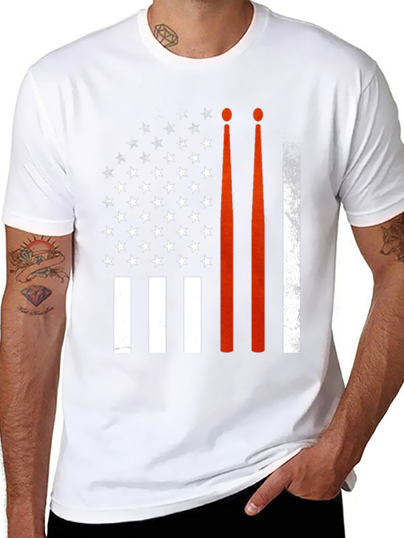 Drummer American Flag Graphic Tee