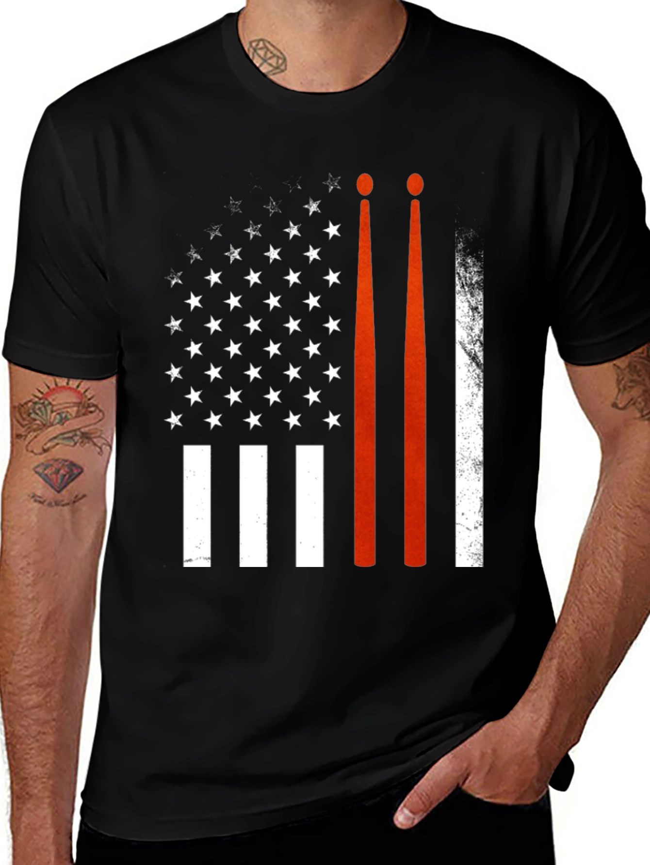 Drummer American Flag Graphic Tee