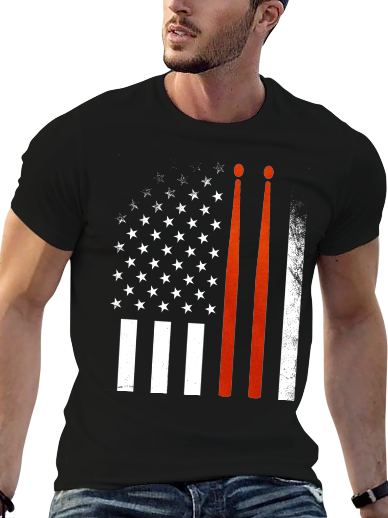 Drummer American Flag Graphic Tee
