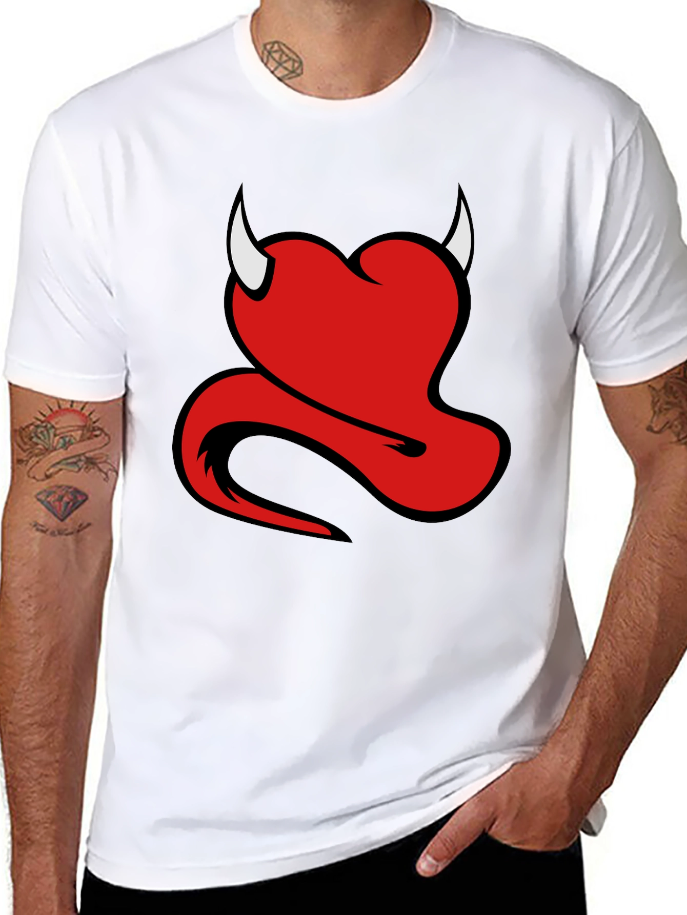 Devil Heart Graphic Black T-Shirt