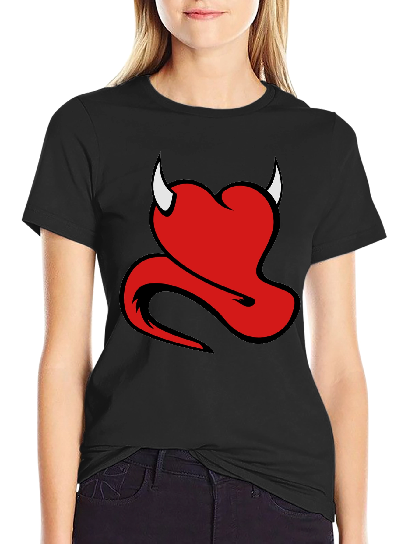 Devil Heart Graphic Black T-Shirt
