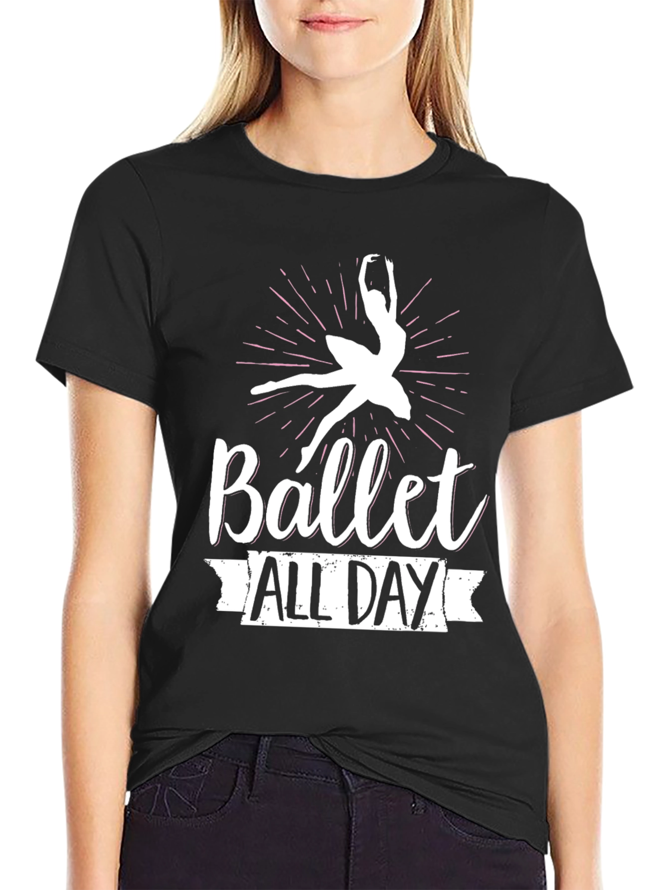 Ballet All Day Black T-Shirt - Dancer Design