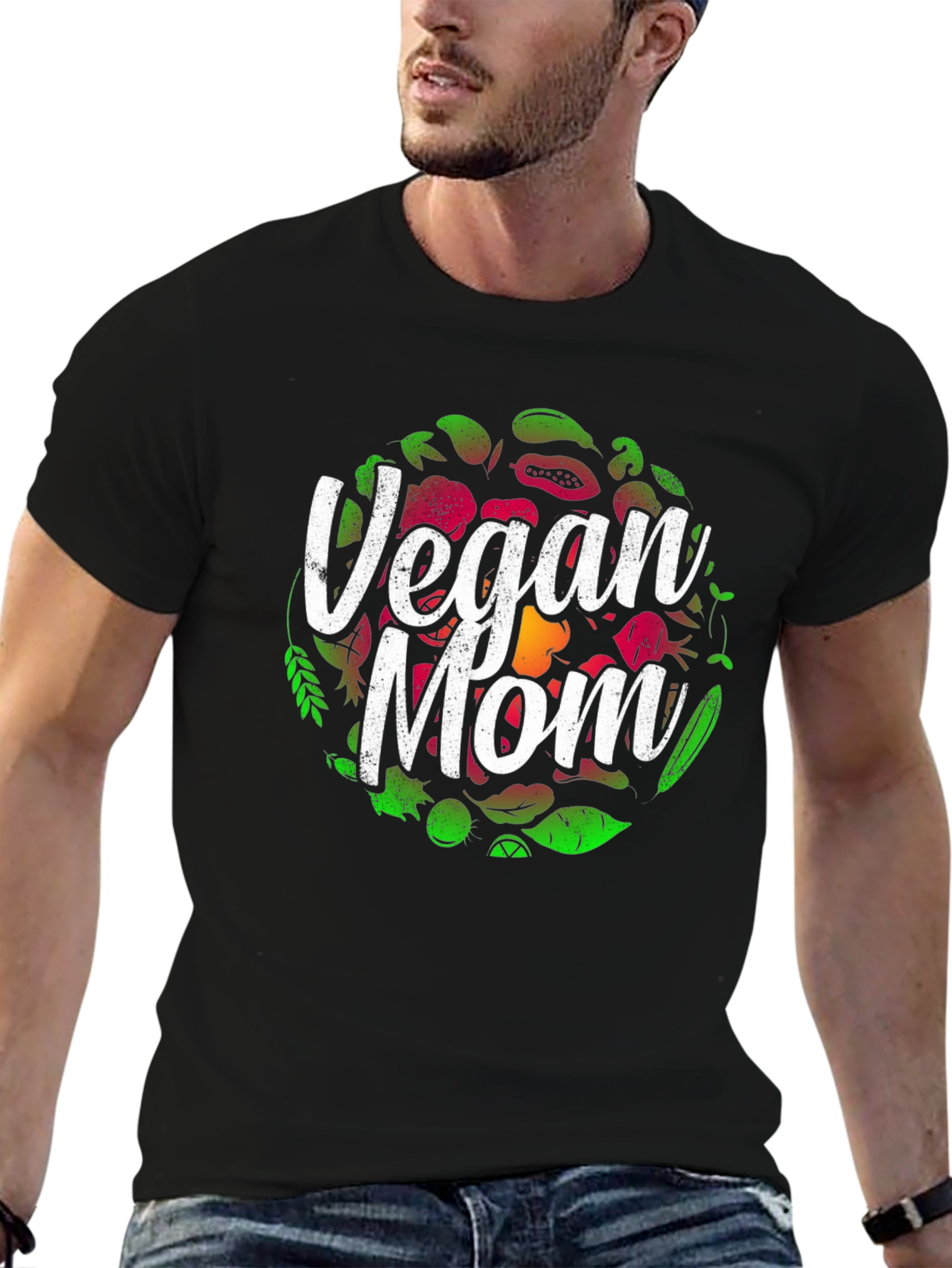 Vegan Mom T-Shirt - Black - Cute Vegetable Design