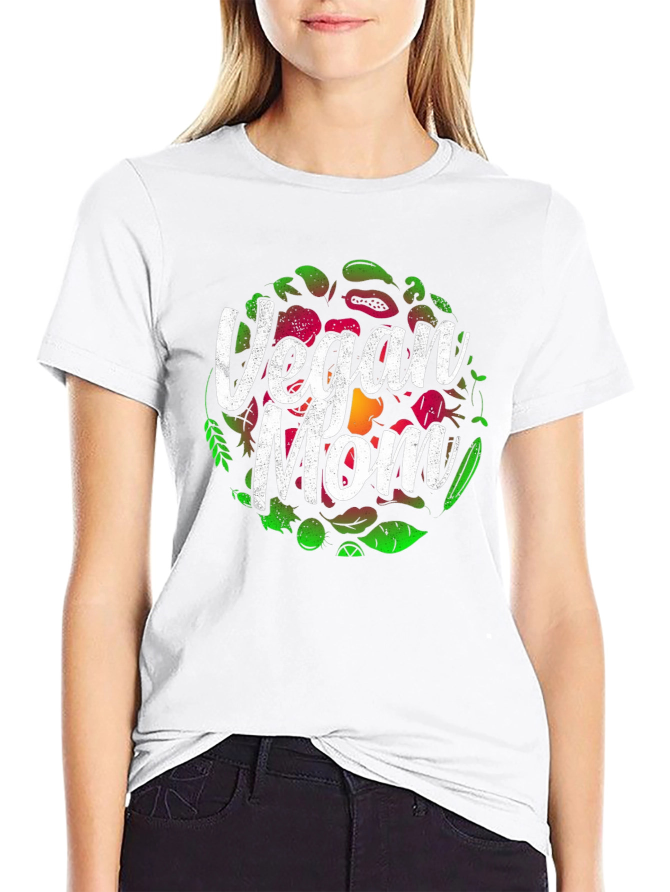 Vegan Mom T-Shirt - Black - Cute Vegetable Design