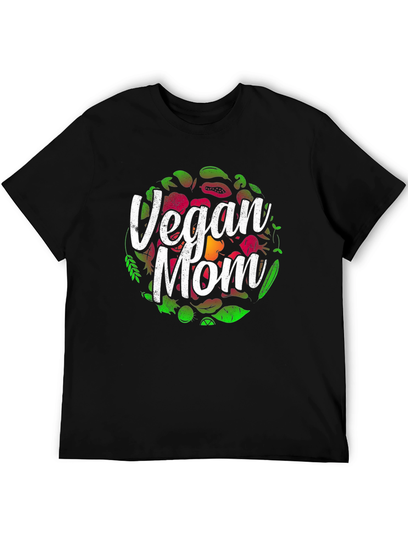 Vegan Mom T-Shirt - Black - Cute Vegetable Design
