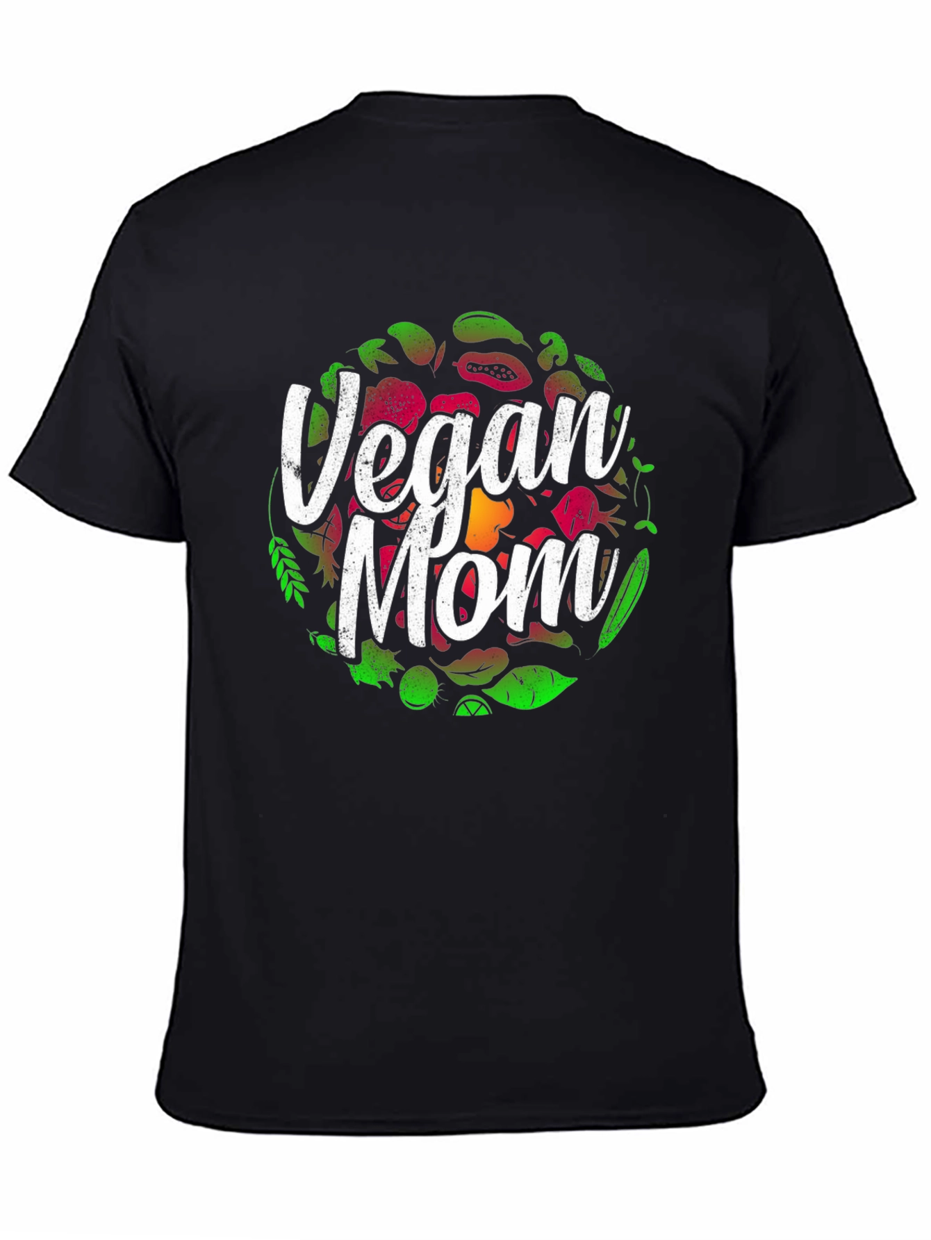 Vegan Mom T-Shirt - Black - Cute Vegetable Design