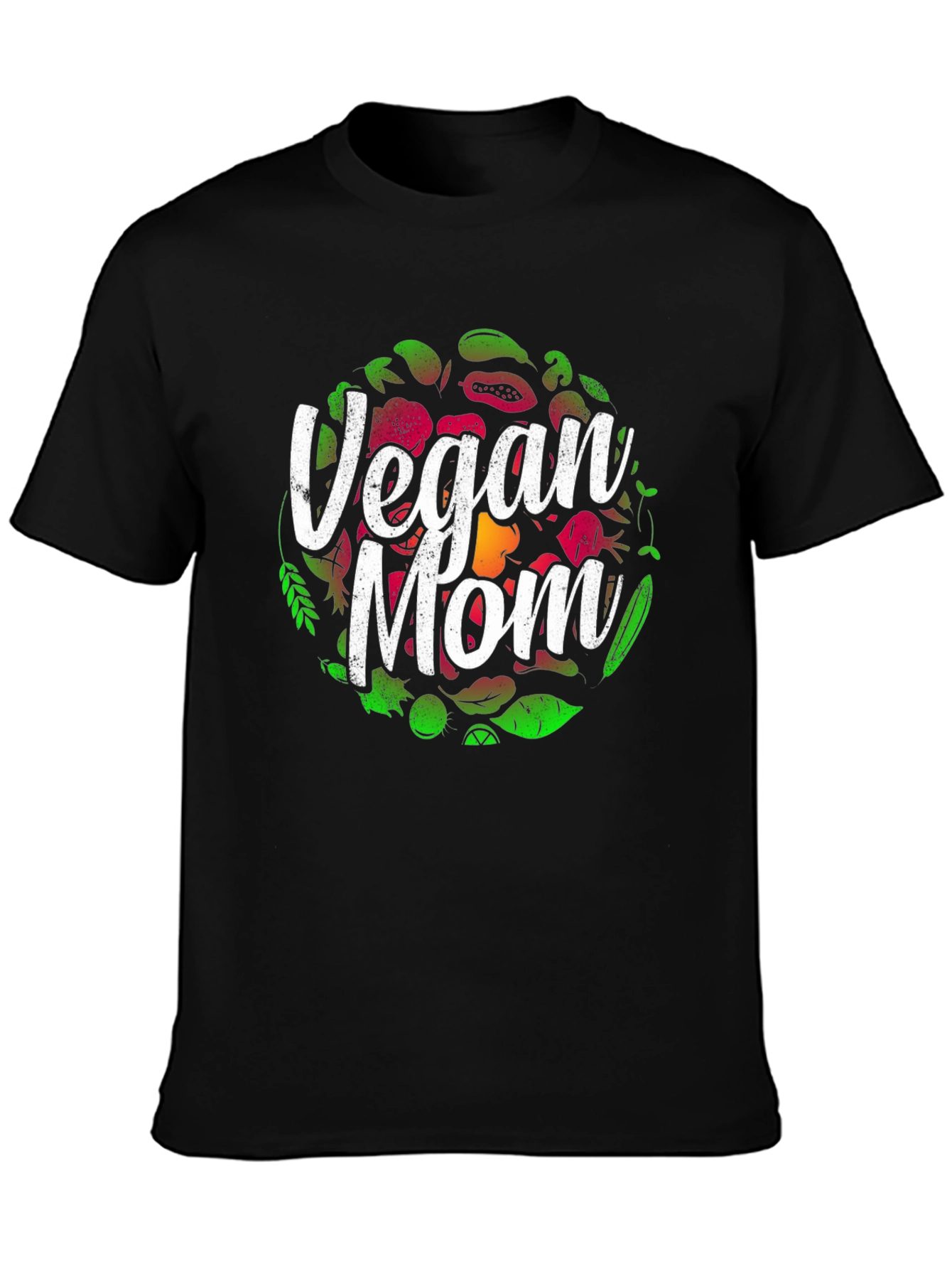 Vegan Mom T-Shirt - Black - Cute Vegetable Design