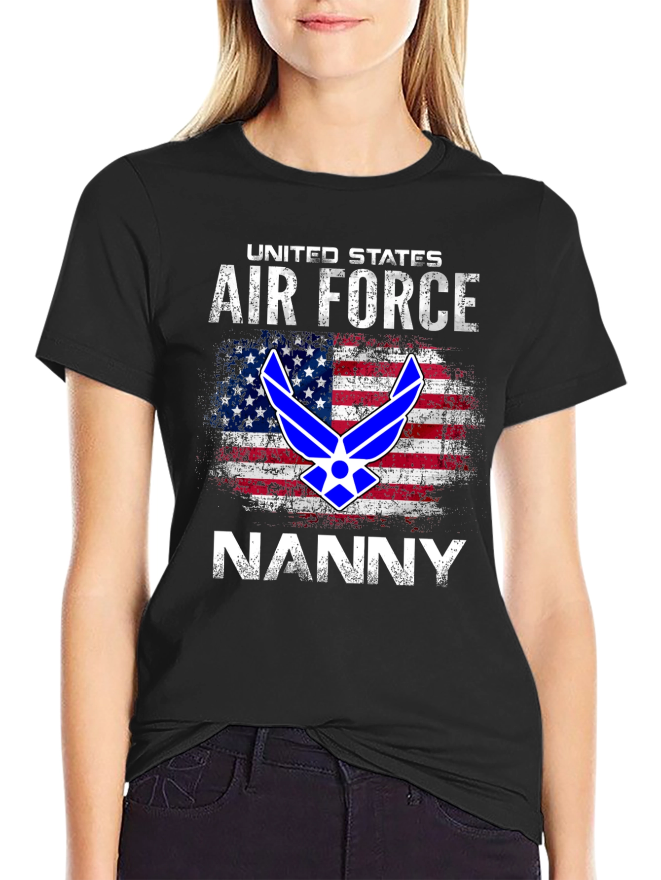 US Air Force Nanny T-Shirt Patriotic Design