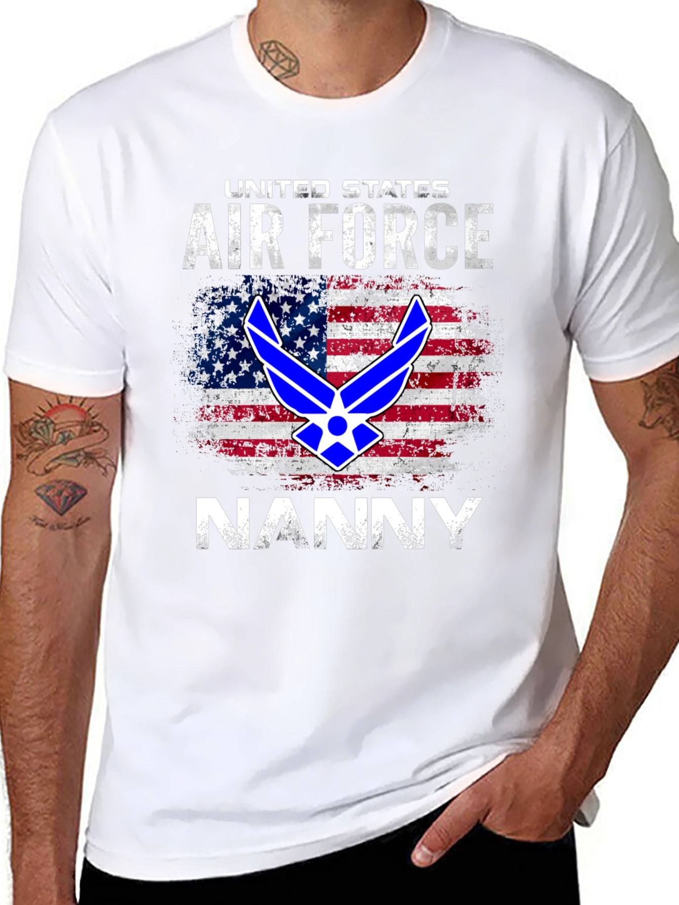US Air Force Nanny T-Shirt Patriotic Design