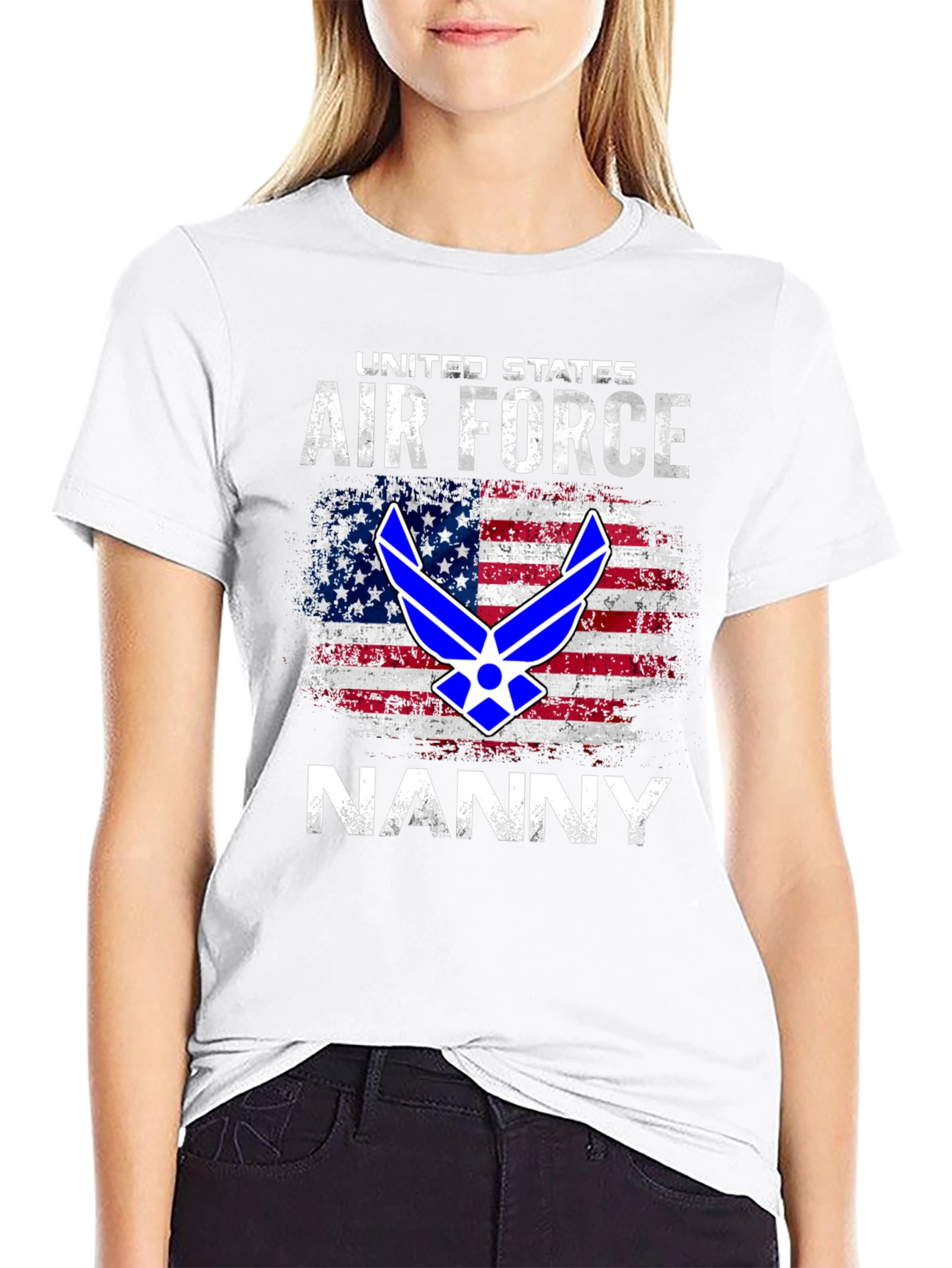 US Air Force Nanny T-Shirt Patriotic Design