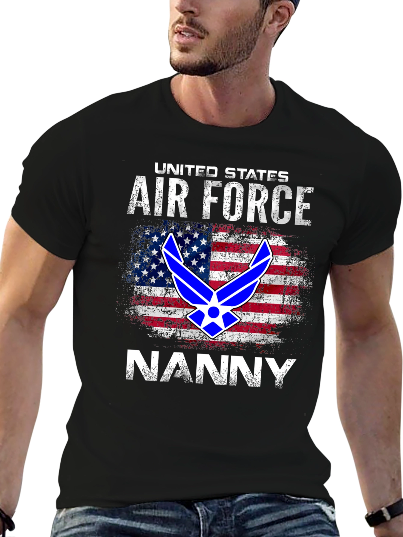 US Air Force Nanny T-Shirt Patriotic Design