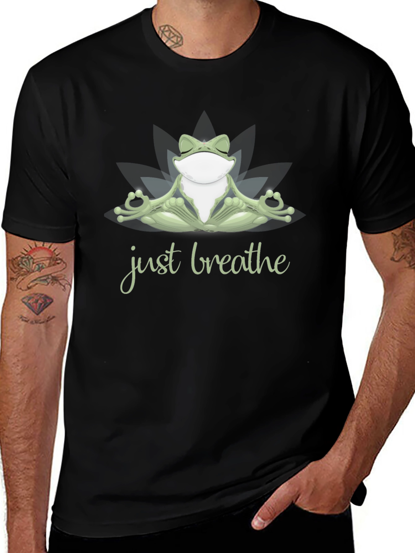 Meditating Frog T-Shirt - Just Breathe