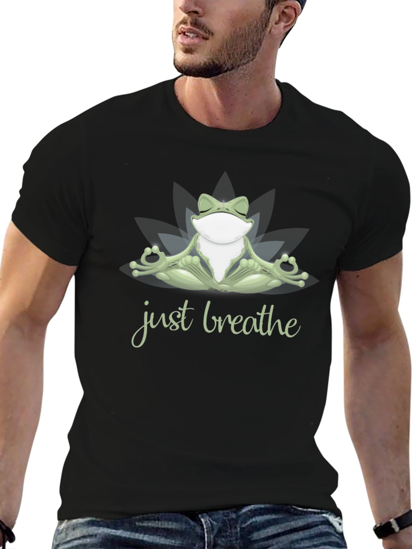 Meditating Frog T-Shirt - Just Breathe