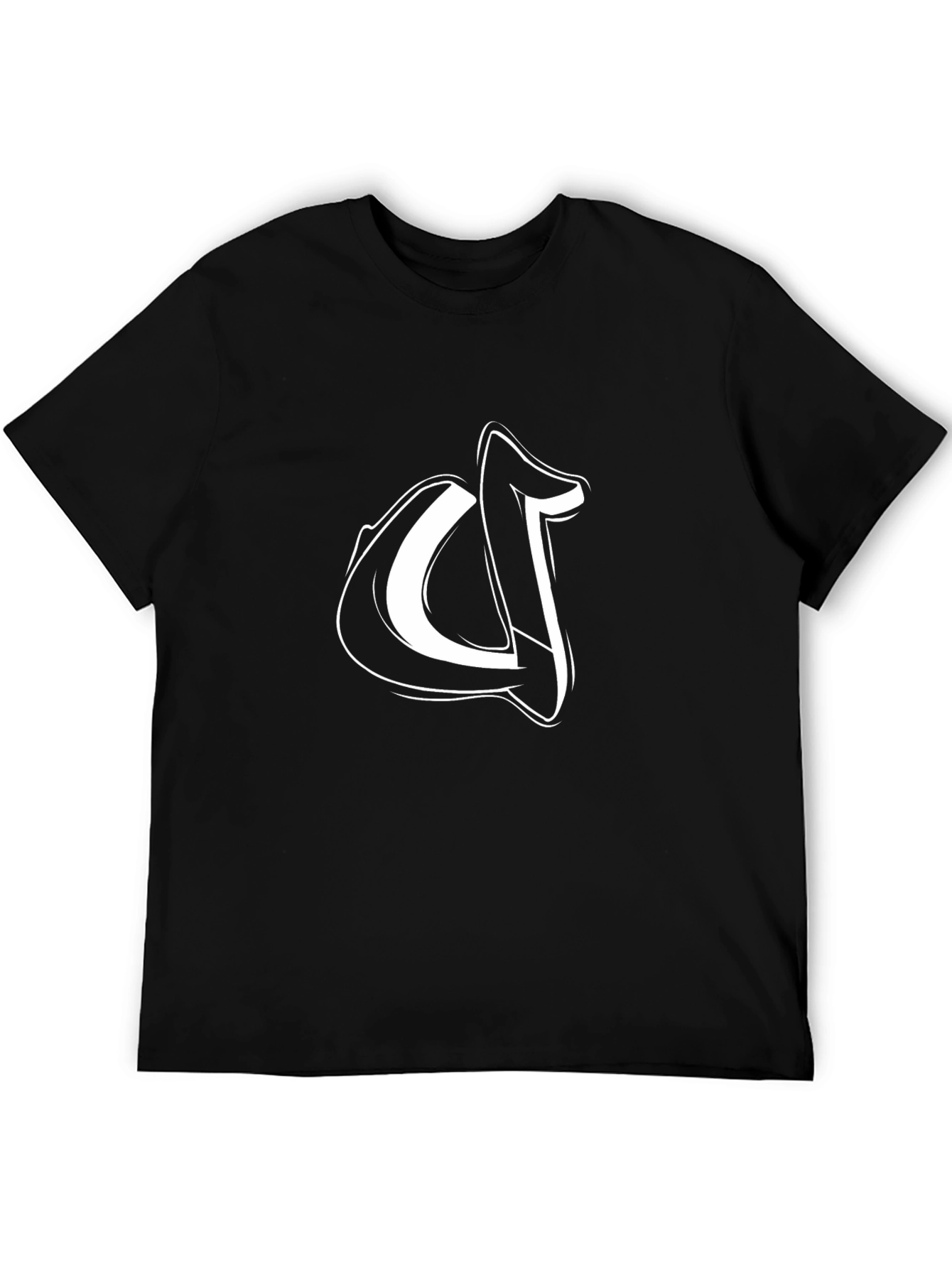 Stylish Black T-Shirt with White Graffiti Letter Design
