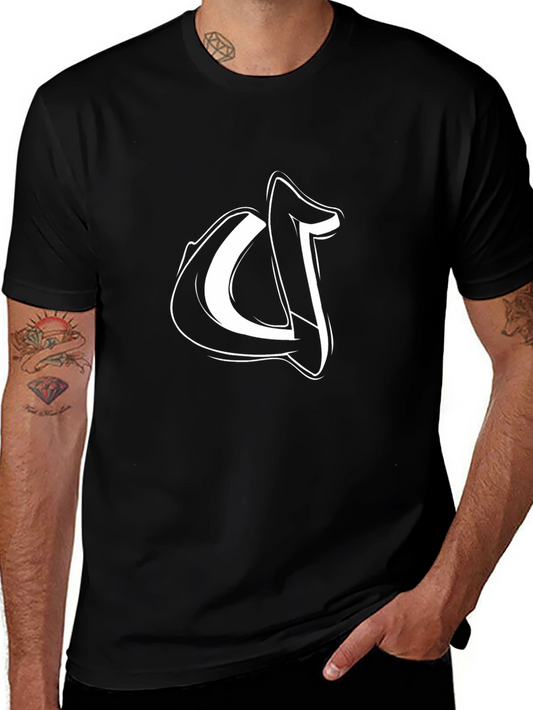 Stylish Black T-Shirt with White Graffiti Letter Design