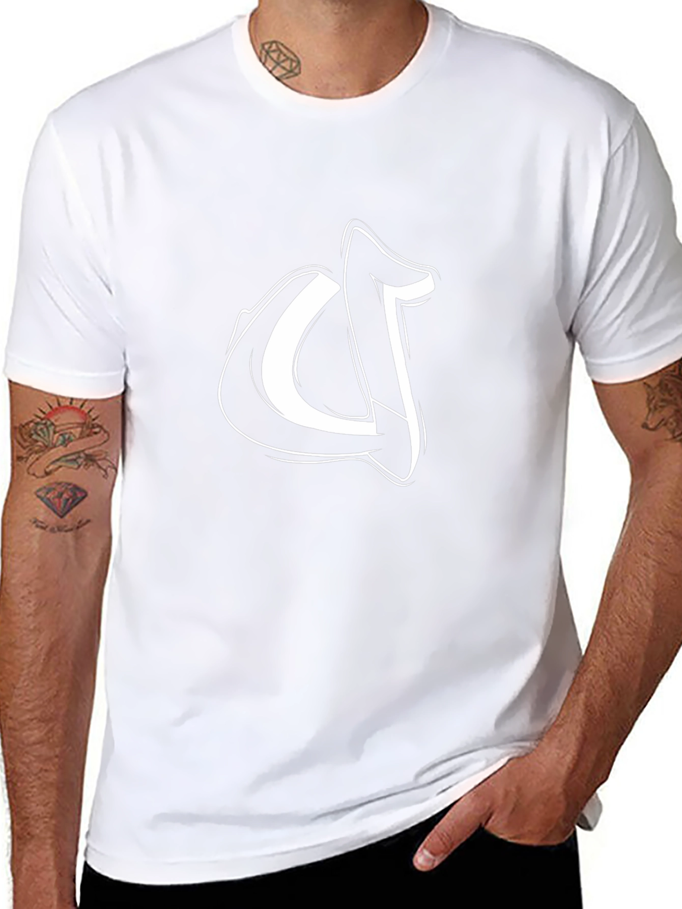 Stylish Black T-Shirt with White Graffiti Letter Design