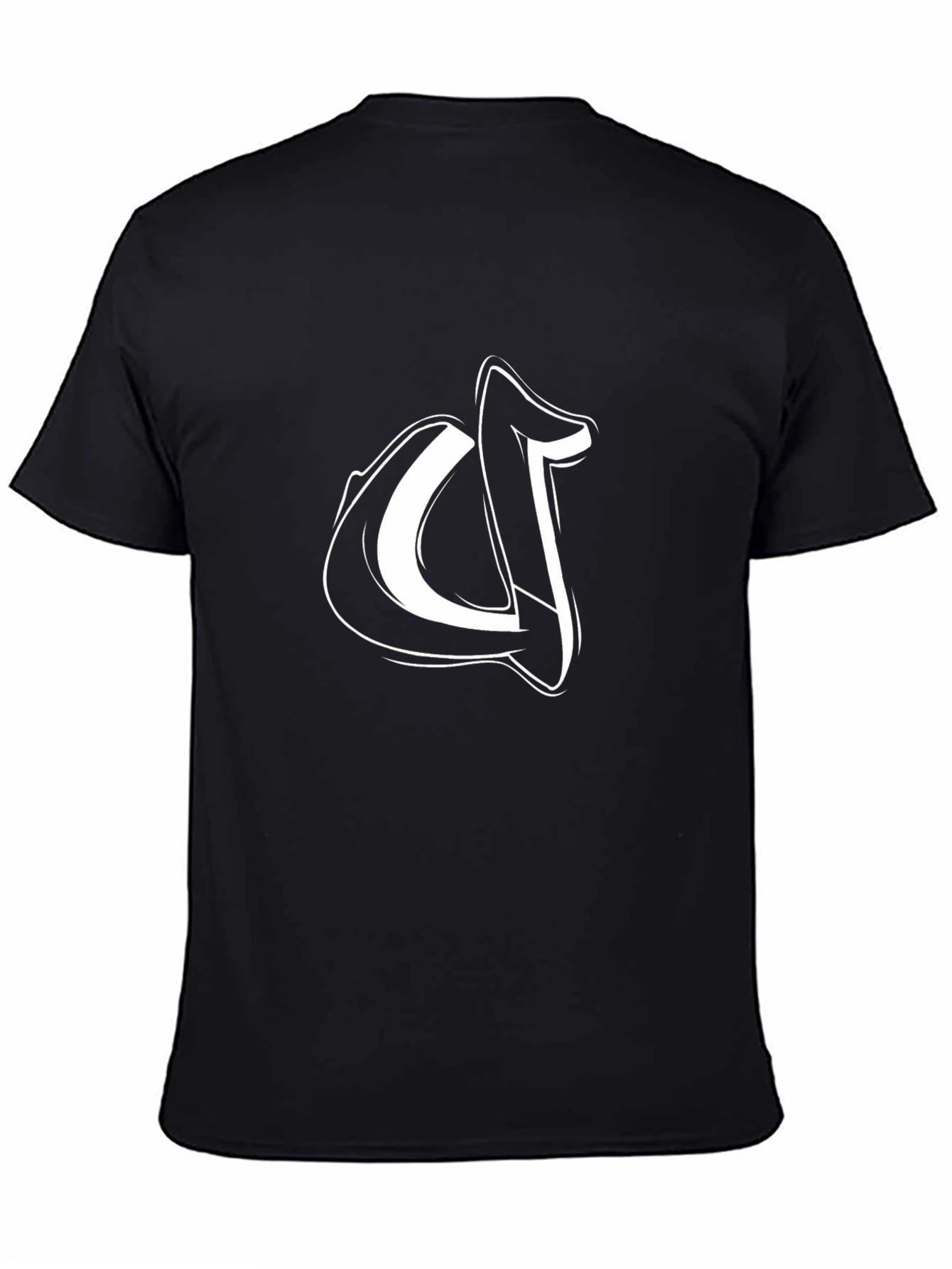 Stylish Black T-Shirt with White Graffiti Letter Design