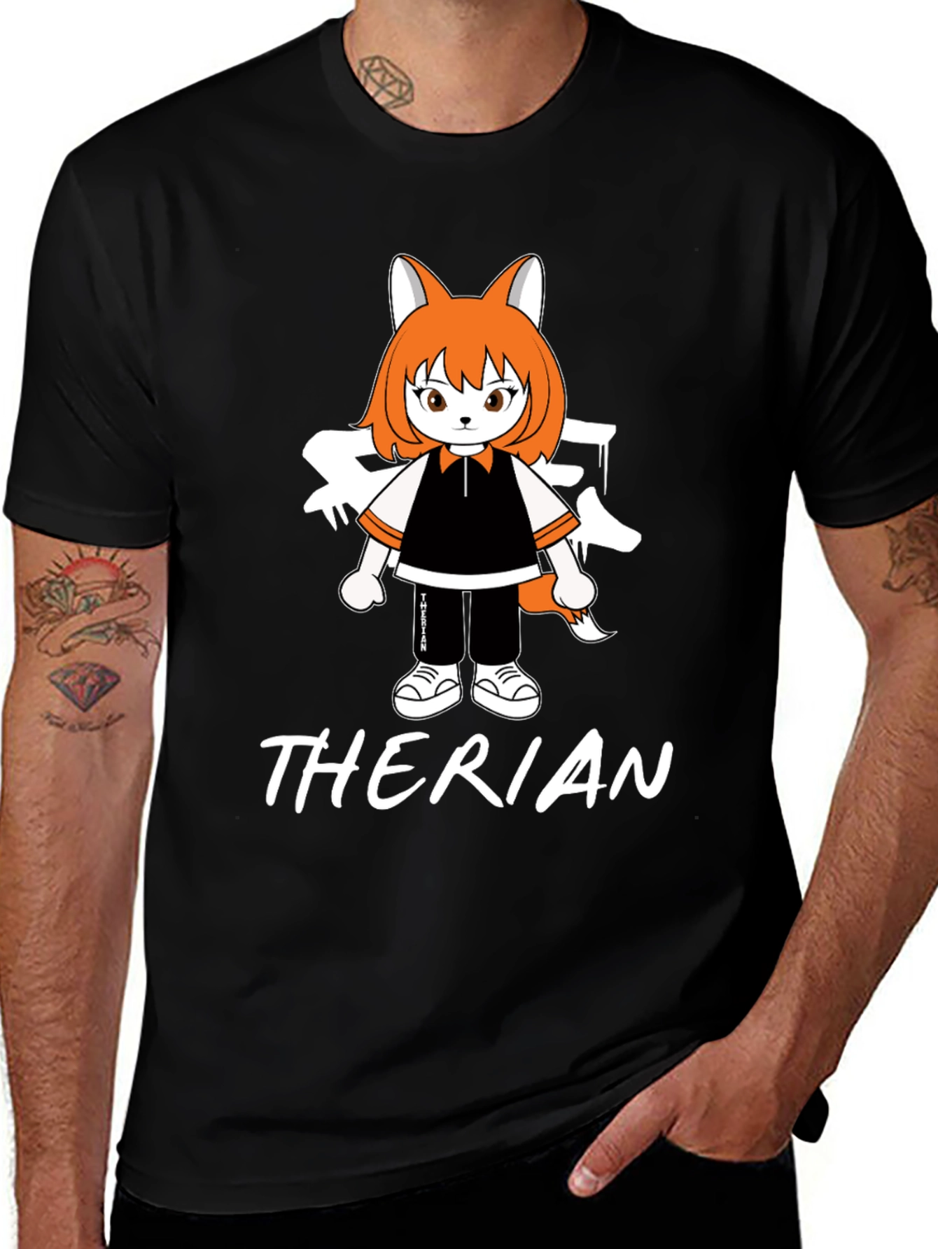 Therian Anime Style T-Shirt - Black